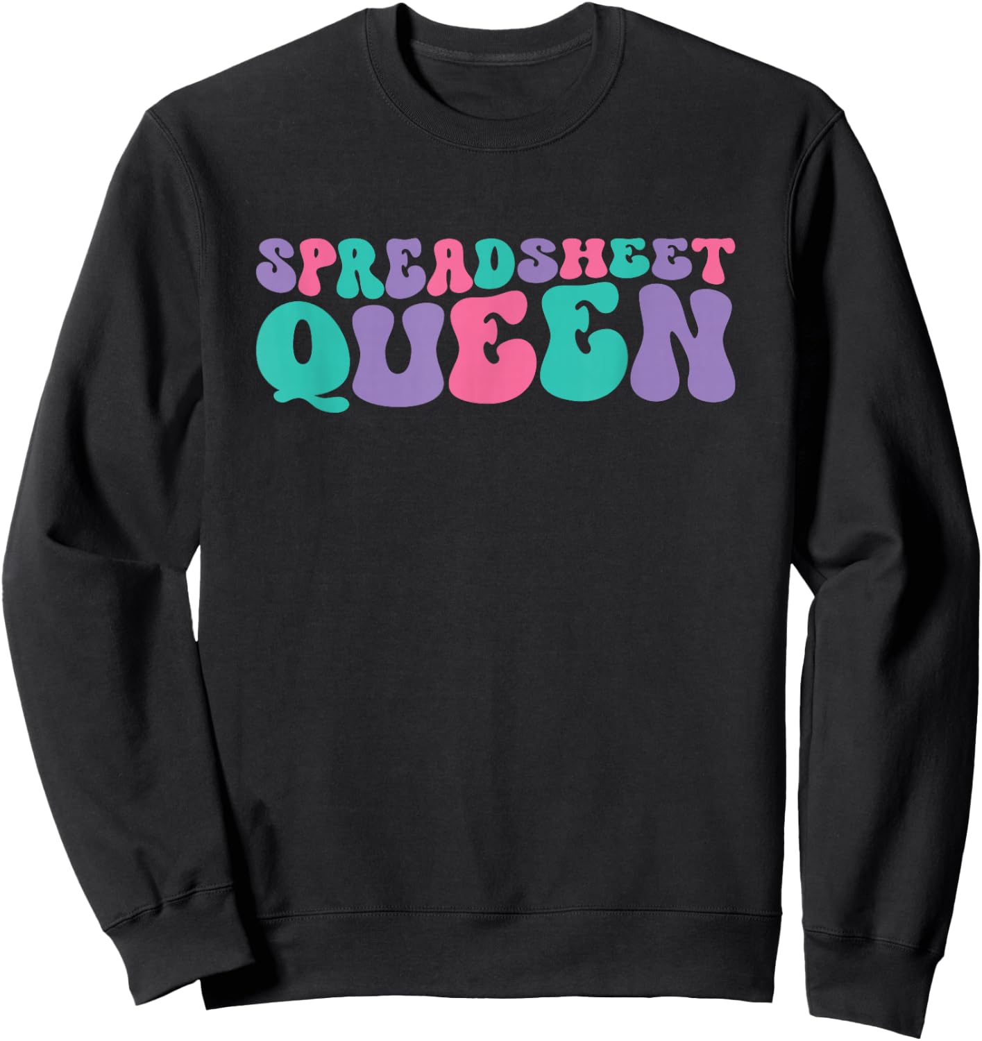 Spreadsheet Queen Spreadsheets Retro Vintage Groovy Sweatshirt - Sweatshirt | Black