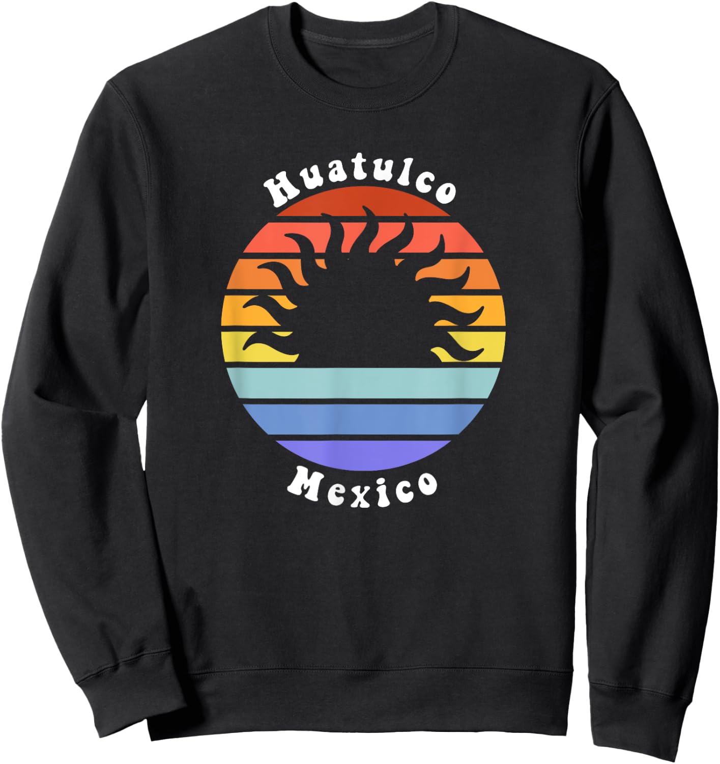 Huatulco Beach Mexico Sunset Mexican Pride Vacation Sweatshirt - Sweatshirt | Black