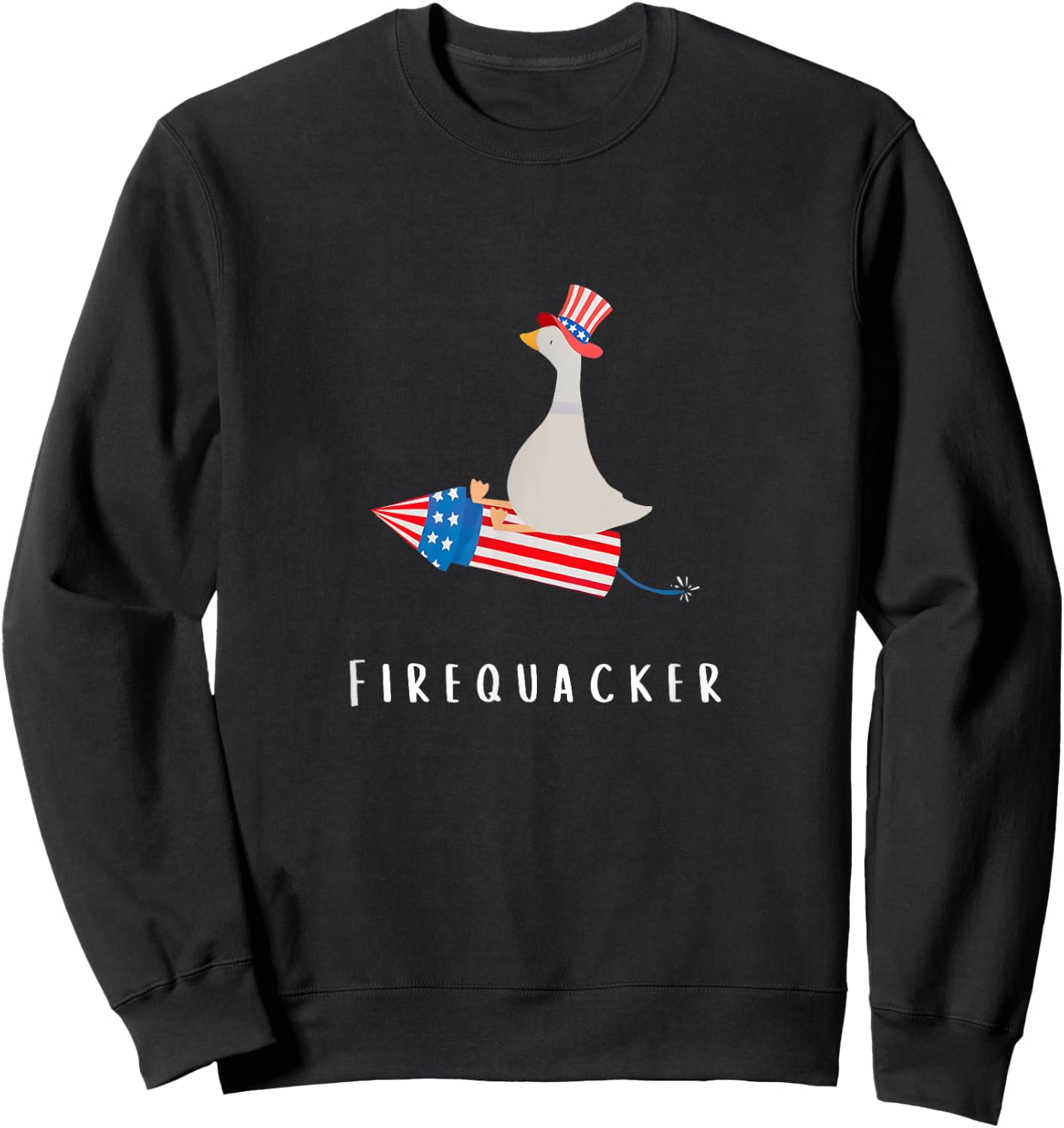 Funny Goose Fourth Of July Firequacker Independence Day Sweatshirt - Sweatshirt | Black