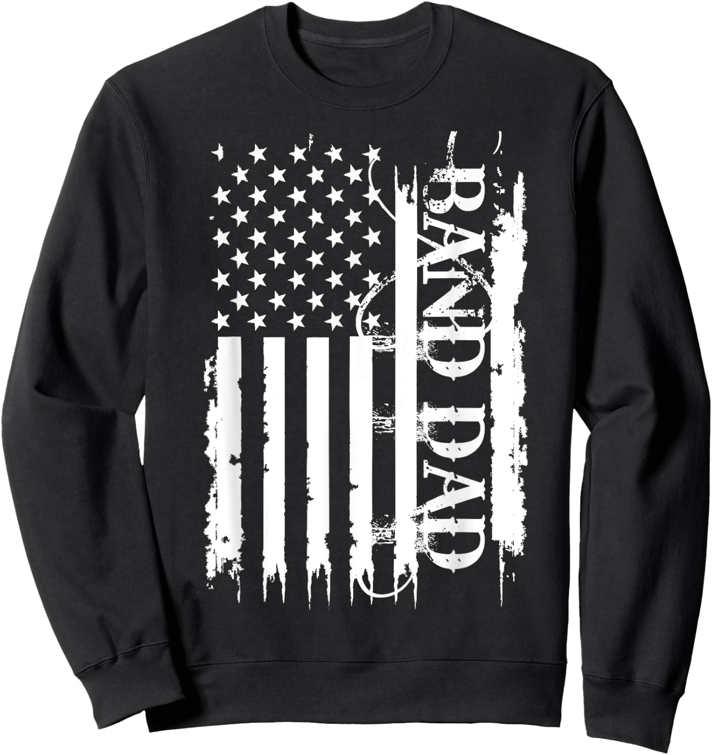 Band Dad United States Distressed w US Flag Sweatshirt - Sweatshirt | Black