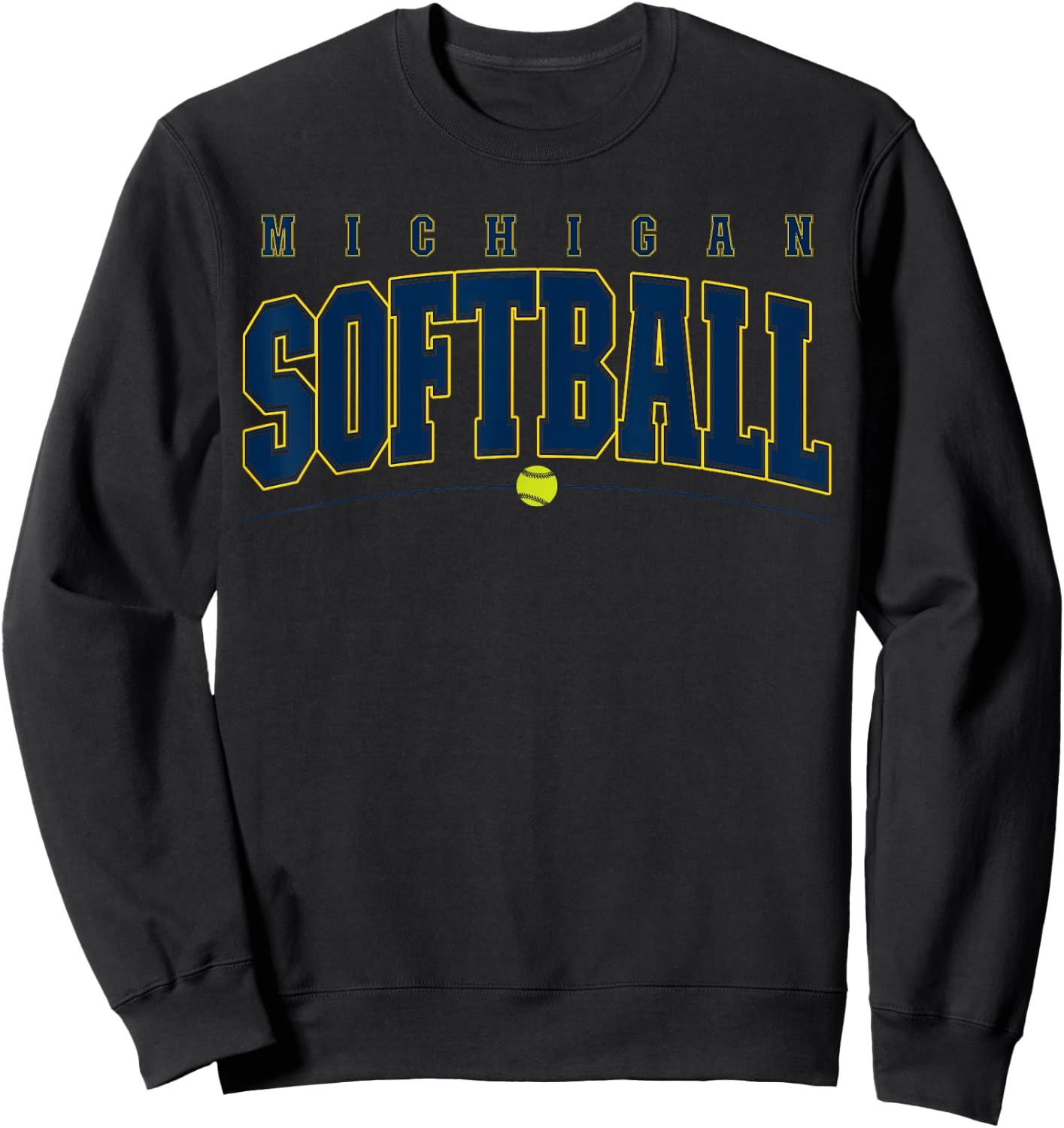 Michigan Softball Vintage Kids Team Retro Softball Fan Sweatshirt - Sweatshirt | Black