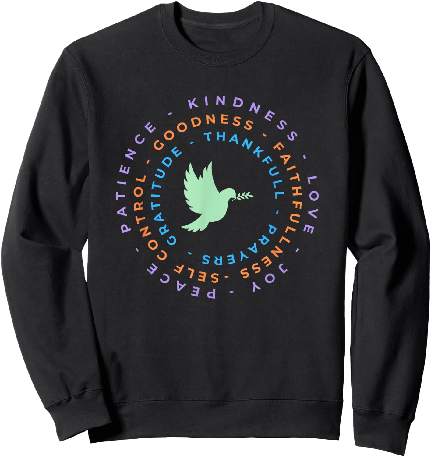 Kindness, Love, Joy, Patience, Peace, Thankful, Goodness Sweatshirt - Sweatshirt | Black