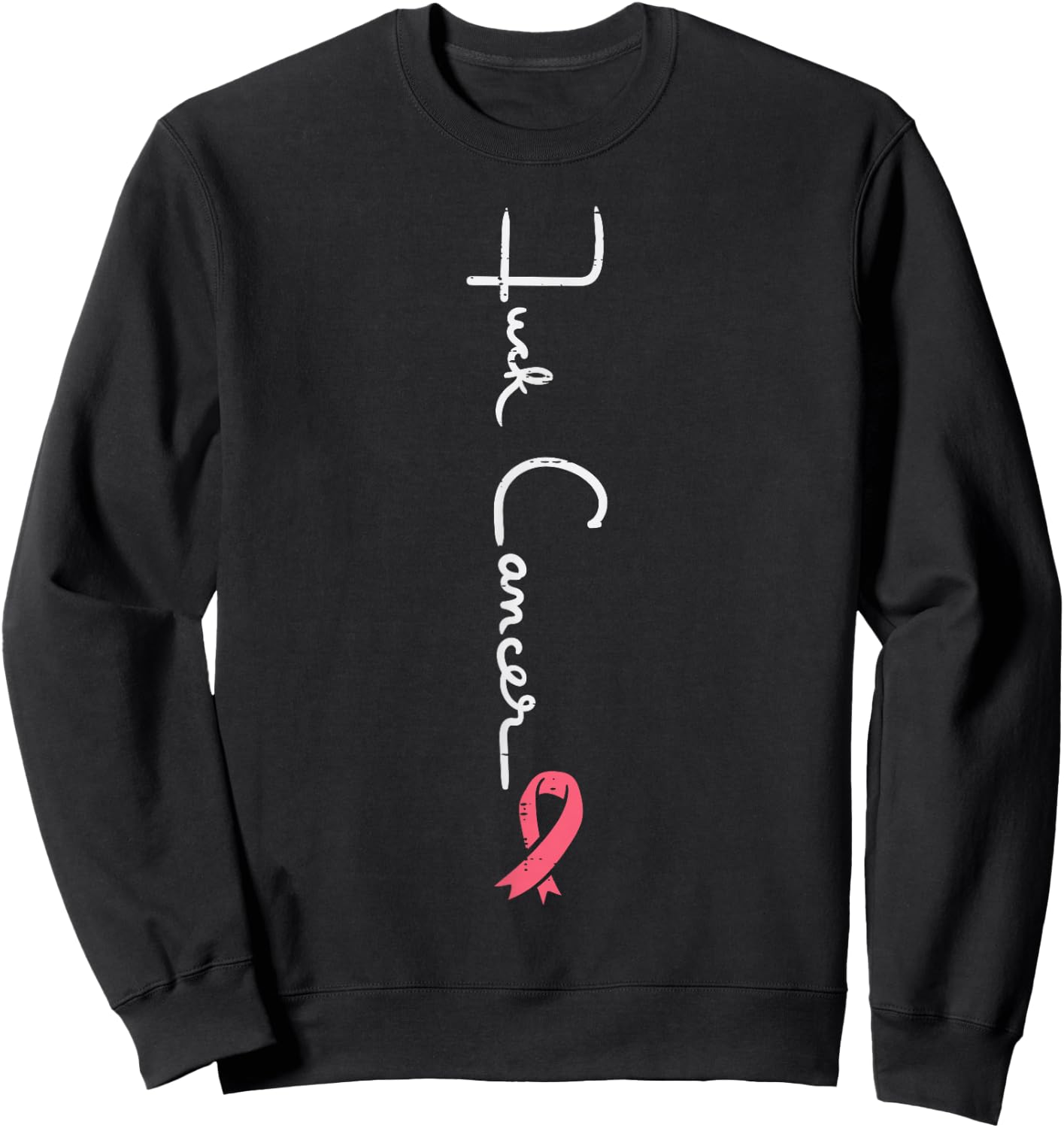 F Cancer Pink Ribbon Survivor Breast Cancer Awareness Women Sweatshirt - Sweatshirt | Black