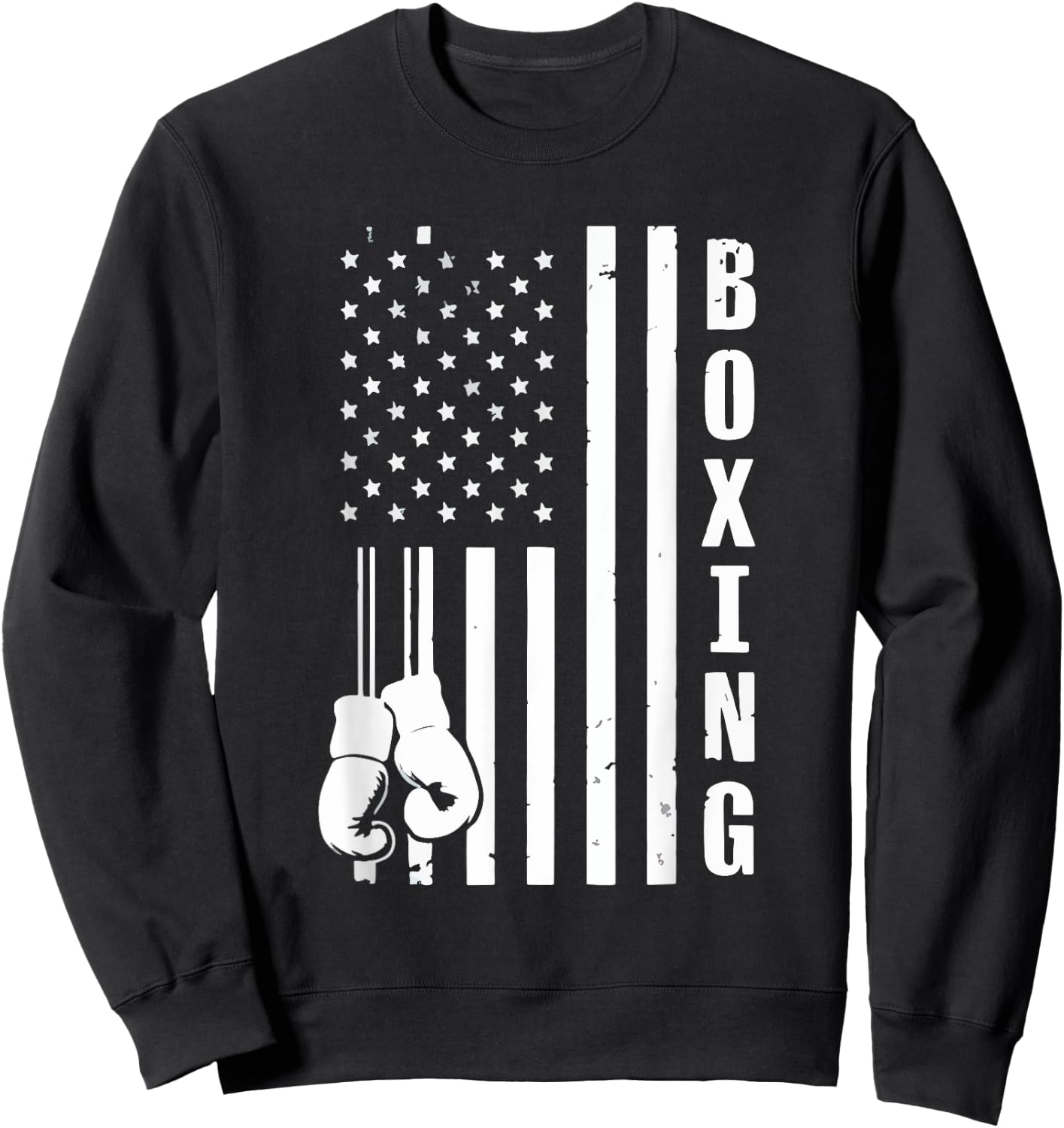USA American Flag Vintage Boxing Boxer Boxing Lover MMA Women Men Sweatshirt - Sweatshirt | Black