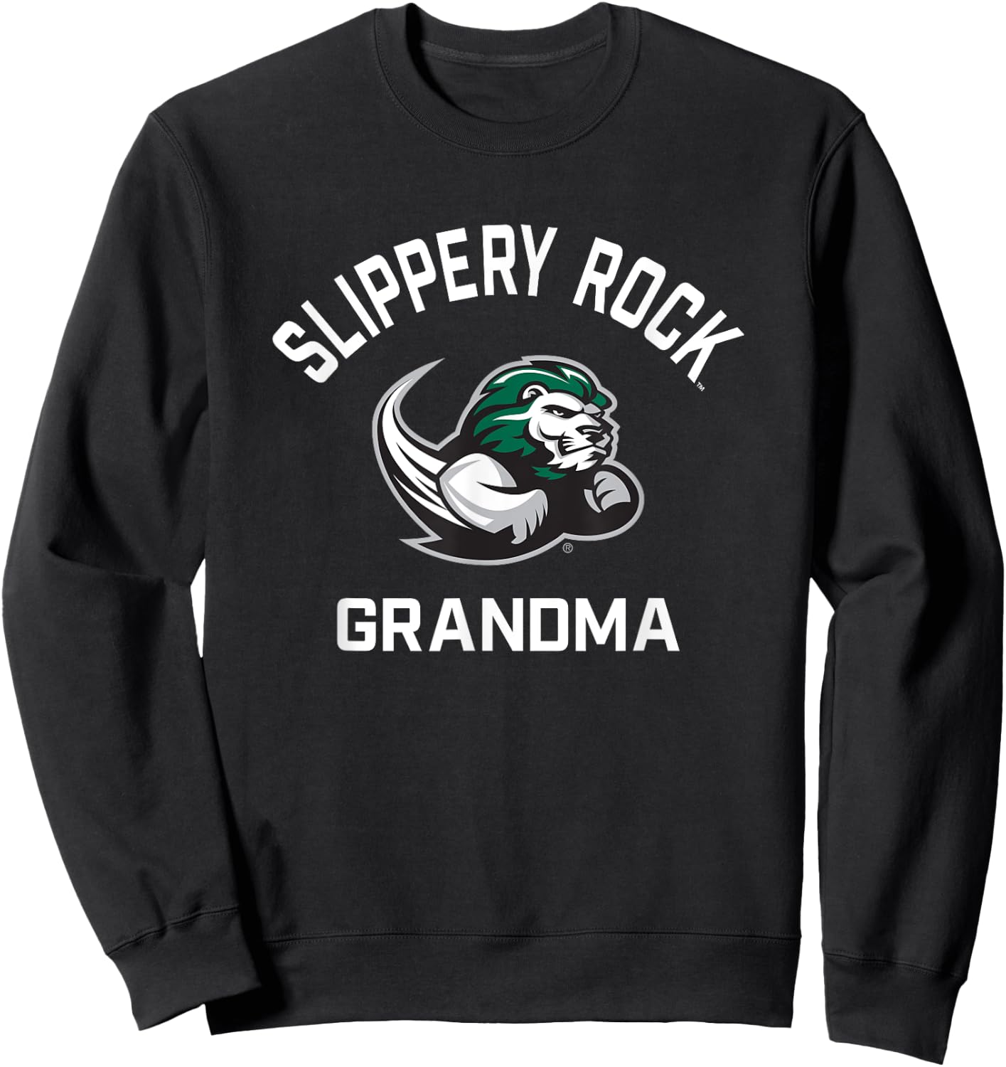 SRU Slippery Rock University Arched Grandma Sweatshirt - Sweatshirt | Black