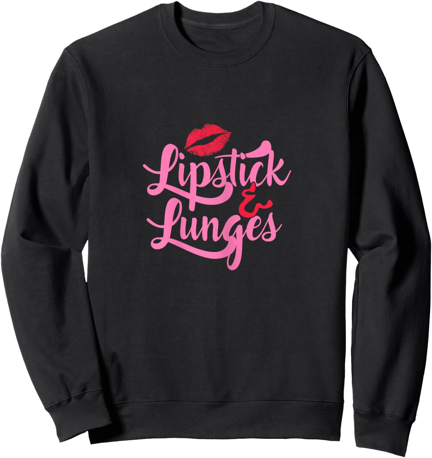 Women's Lipstick & Lunges Workout Yoga Sweatshirt - Sweatshirt | Black