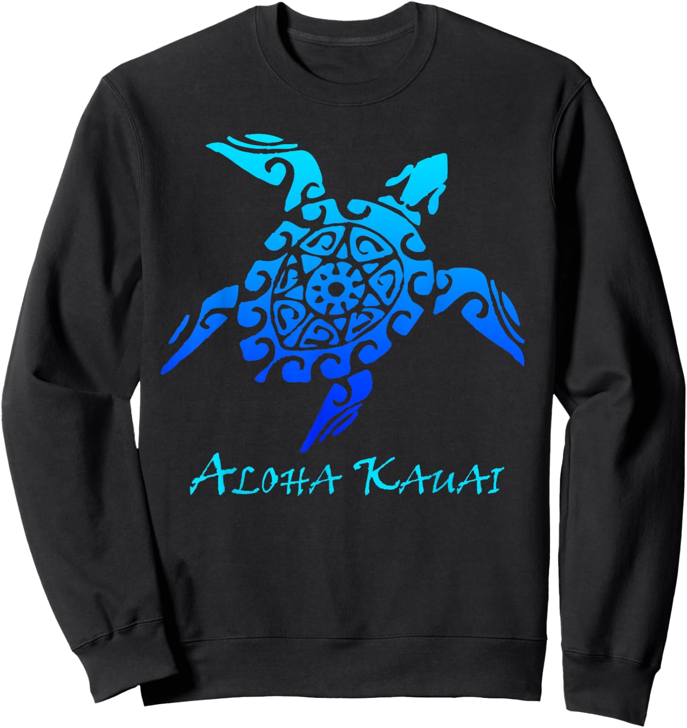 Aloha Kauai Vintage Hawaiian Island Tribal Turtle Sweatshirt - Sweatshirt | Black