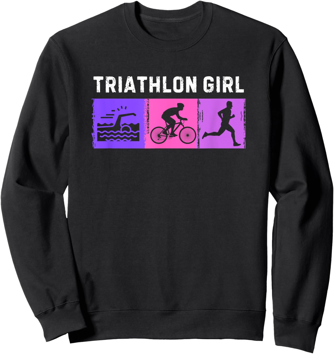 Triathlon Art For Girls Kids Triathlete Sport Triathlon Sweatshirt - Sweatshirt | Black