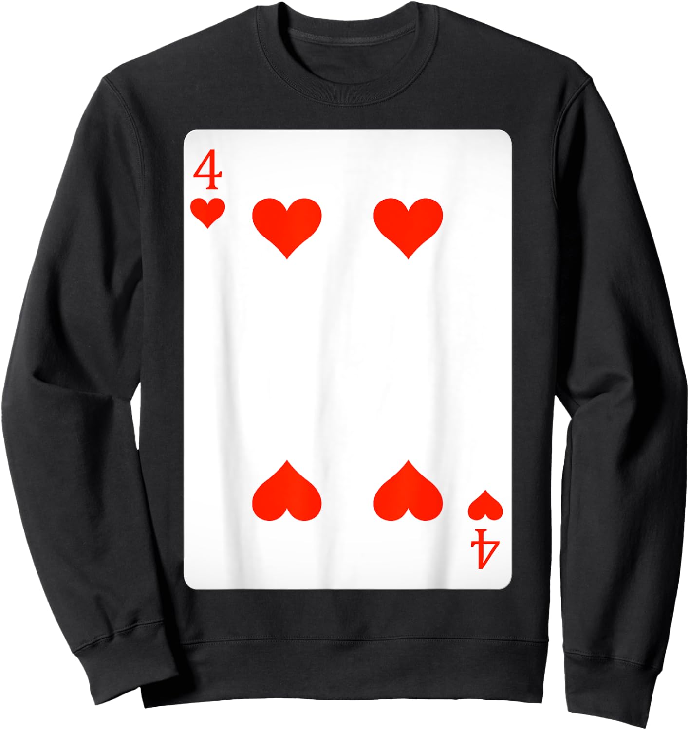 4 Four Of Hearts Playing Cards Shirt Easy Halloween Costume Sweatshirt - Sweatshirt | Black