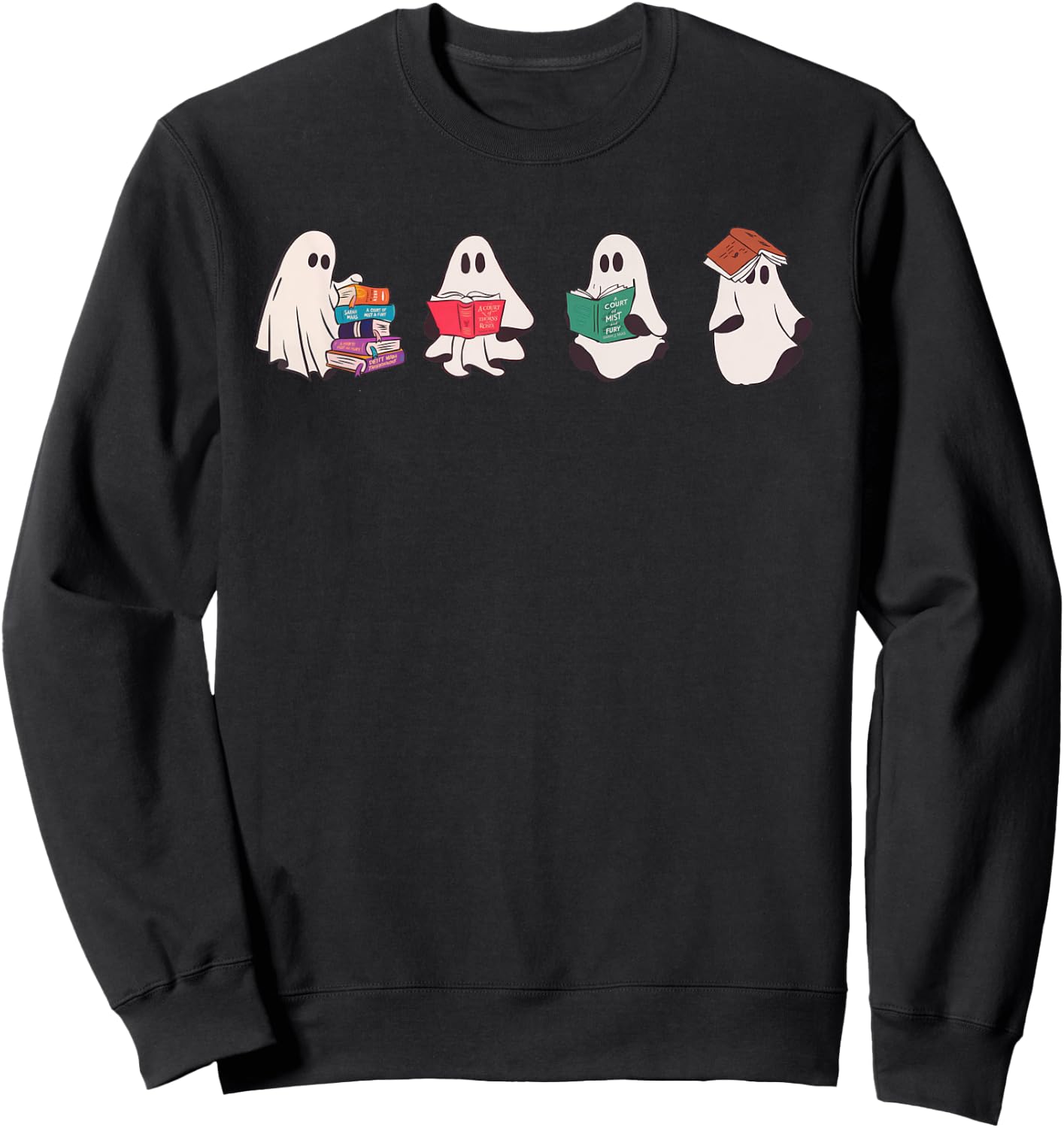 Ghost Bookish SJM Book Reader Halloween Boo Cute Retro Sweatshirt - Sweatshirt | Black