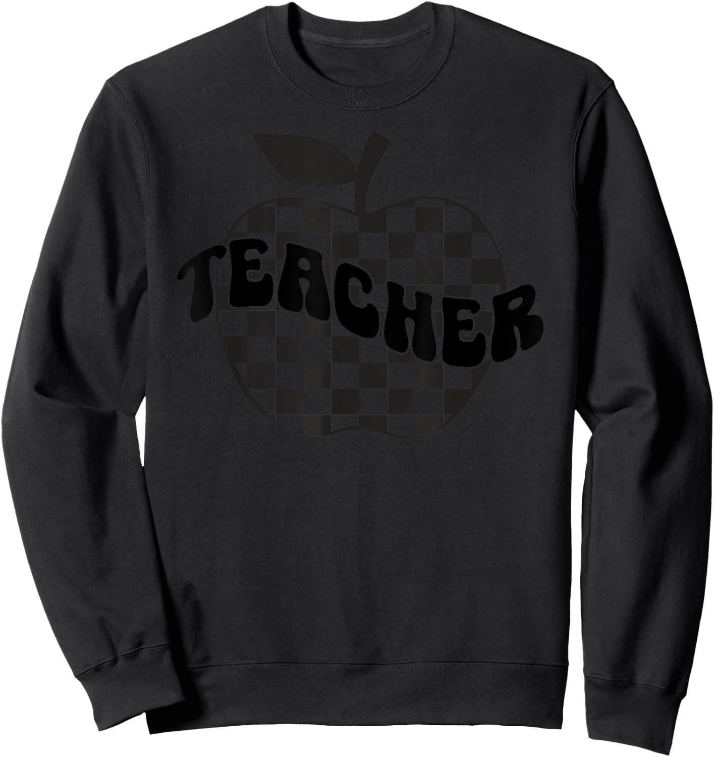 Back to School Checkered Apple Teacher Checkerboard Teacher Women Girls Kids Sweatshirt - Sweatshirt | Black
