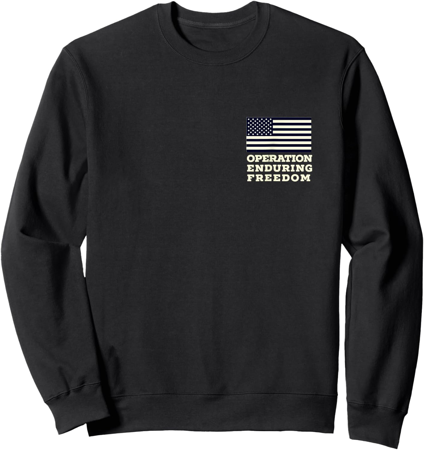 OEF Veteran Apparel by Bianco Brands -Kids Classic Fit Black Cotton 60% Polyester 40% Short Sleeve Small Operation Enduring Freedom OEF Veteran Sweatshirt - Sweatshirt | Black
