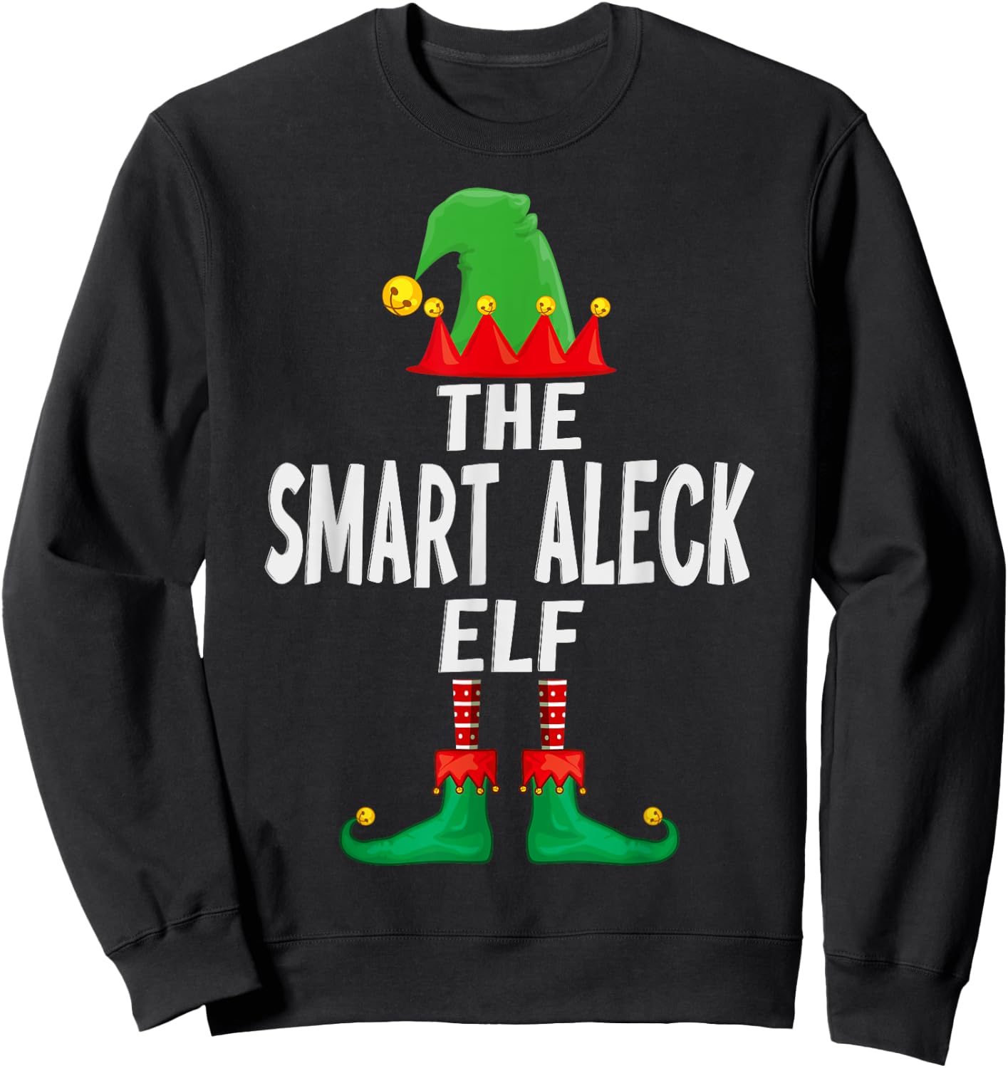 The Smart Aleck Elf Matching Family Christmas Sweatshirt - Sweatshirt | Black
