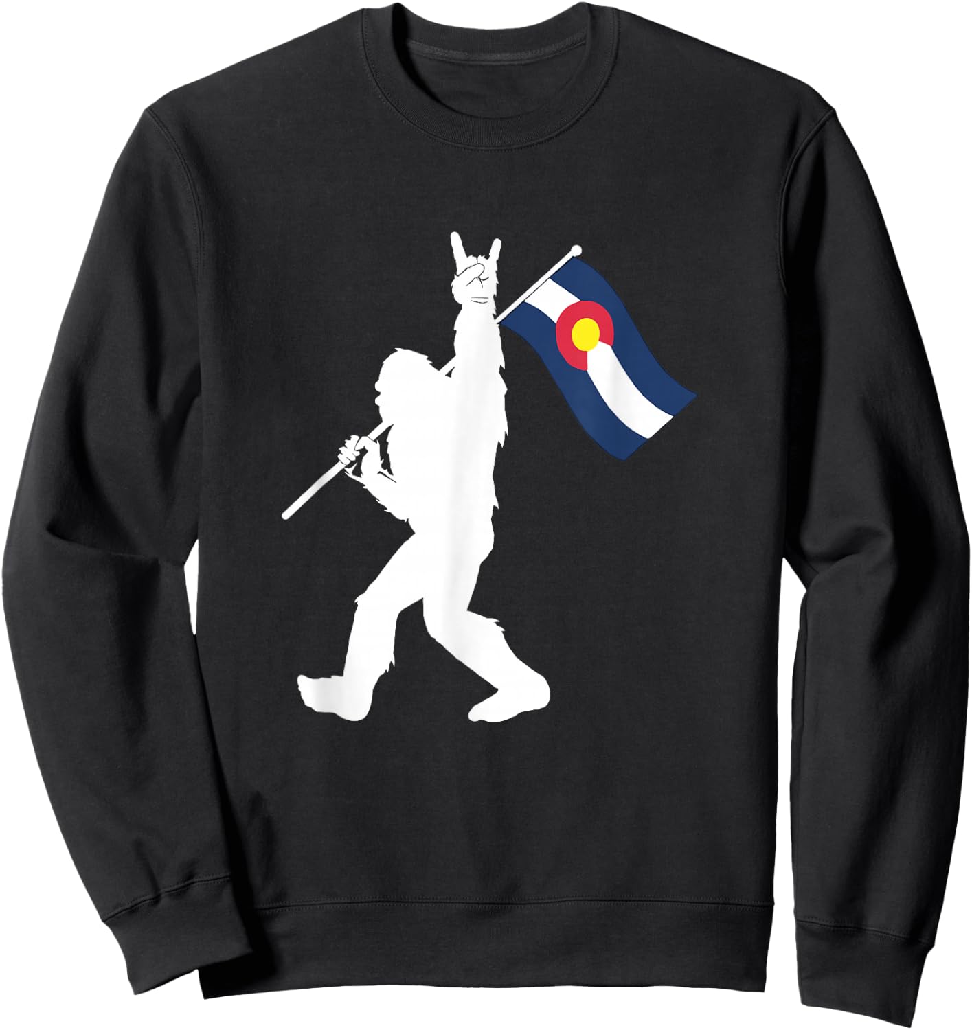 Colorado Bigfoot Rock and Roll Gift Squatch Believers Sweatshirt - Sweatshirt | Black
