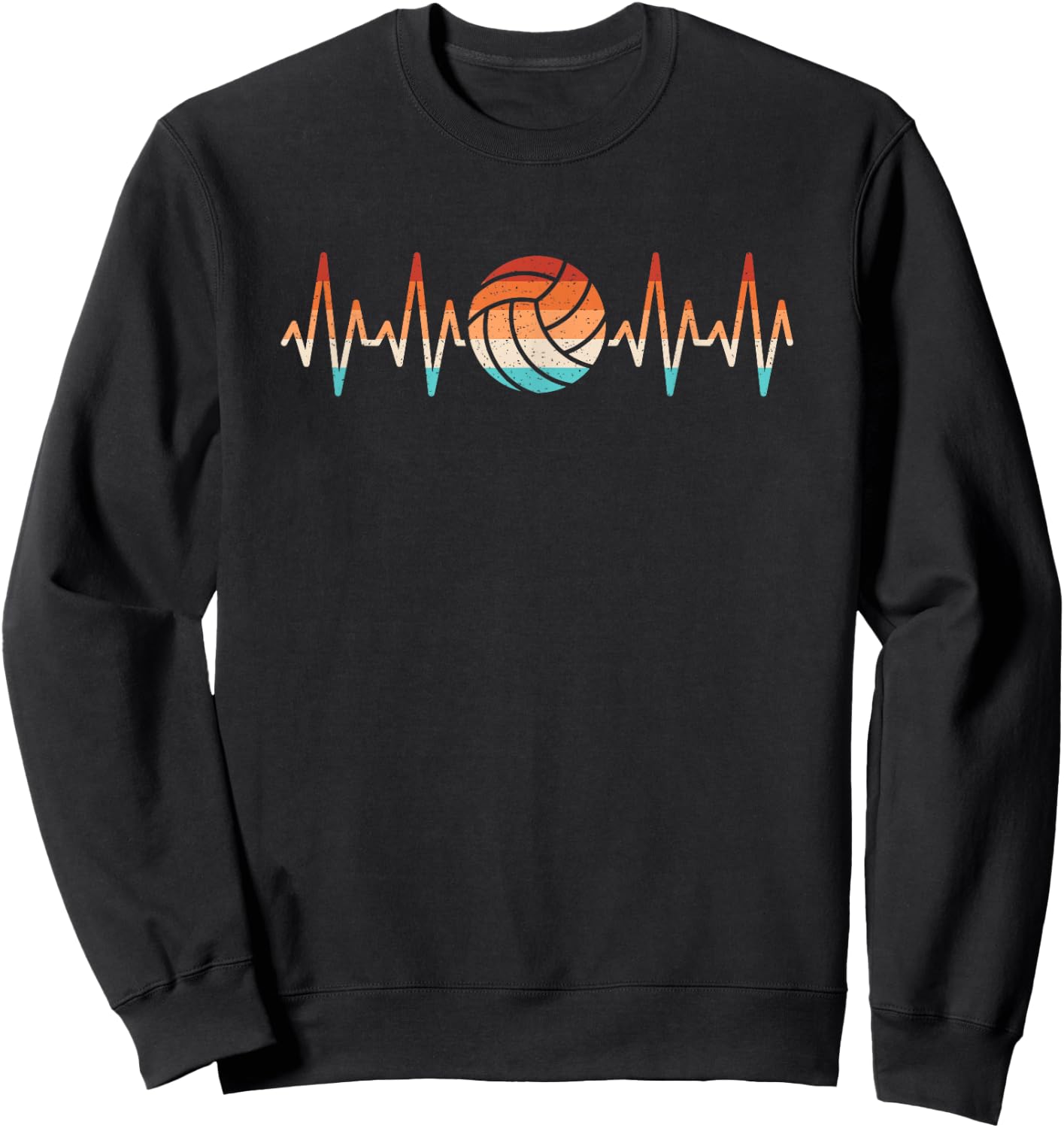 Vintage Volleyball Heartbeat Retro Volleyball Player Men Sweatshirt - Sweatshirt | Black