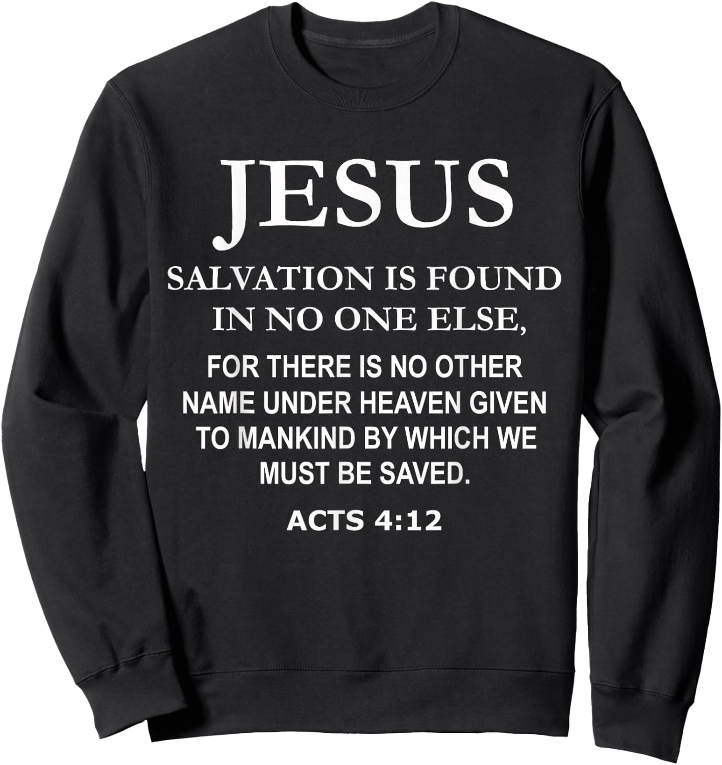 Jesus Christ Savior Salvation Acts 4 12 Bible Verse Sweatshirt - Sweatshirt | Black