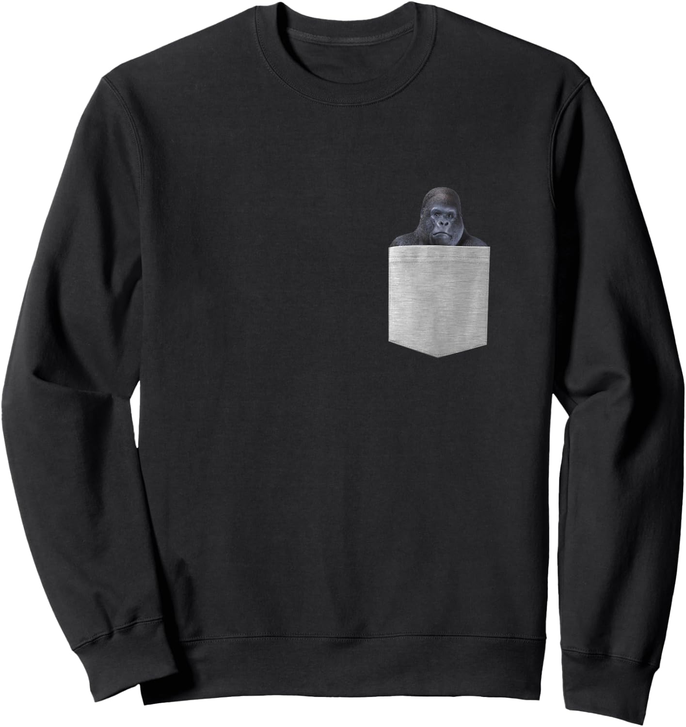 Gorilla In Your Pocket Funny Peeking Ape Monkey Wildlife Sweatshirt - Sweatshirt | Black