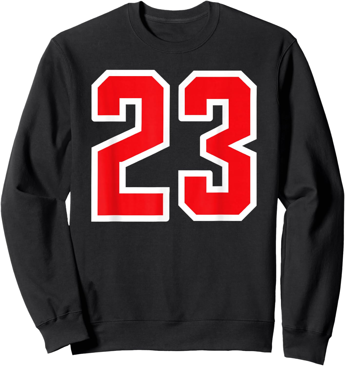 Number #23 White Red Plain Number Sweatshirt - Sweatshirt | Black