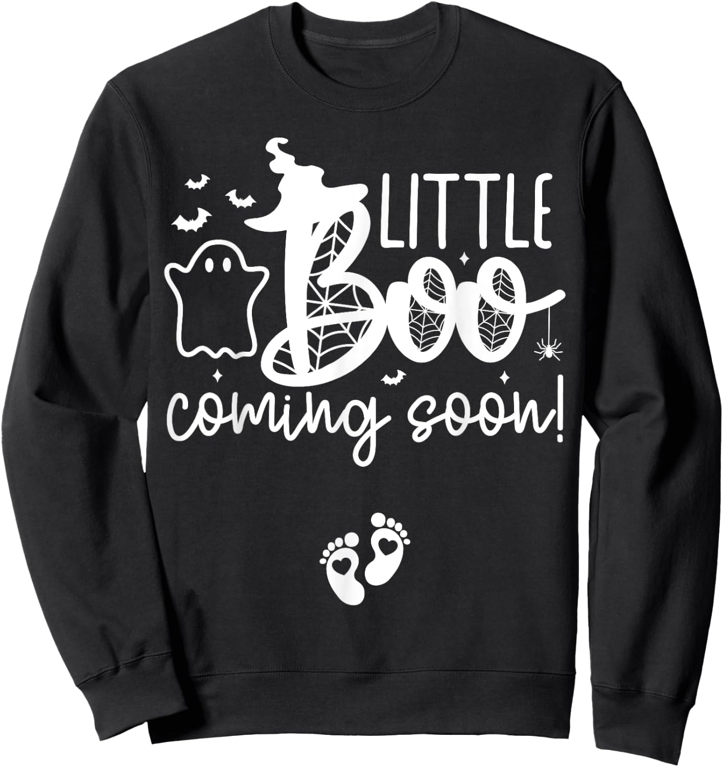 Halloween Pregnancy Announcement Little Boo Coming Soon Sweatshirt - Sweatshirt | Black