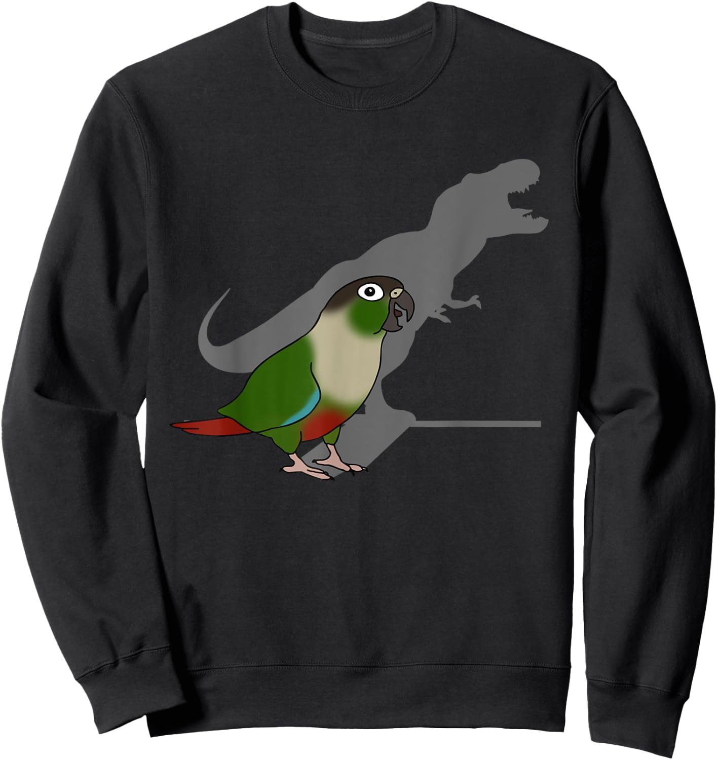 Screaming Parrot Birb Memes Funny T-Rex Green Cheeked Conure Sweatshirt - Sweatshirt | Black