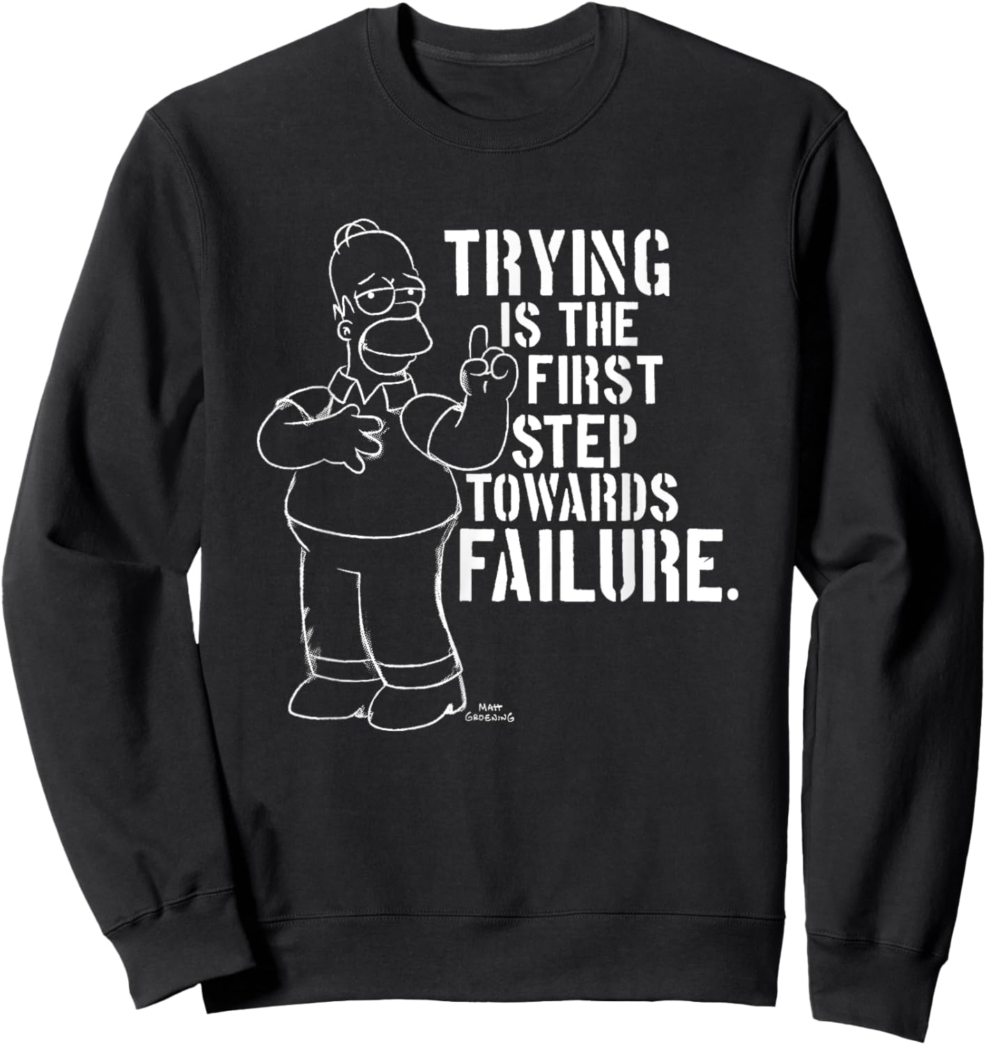 The Simpsons Homer Quote Trying Is The First Step Chest Logo Sweatshirt - Sweatshirt | Black
