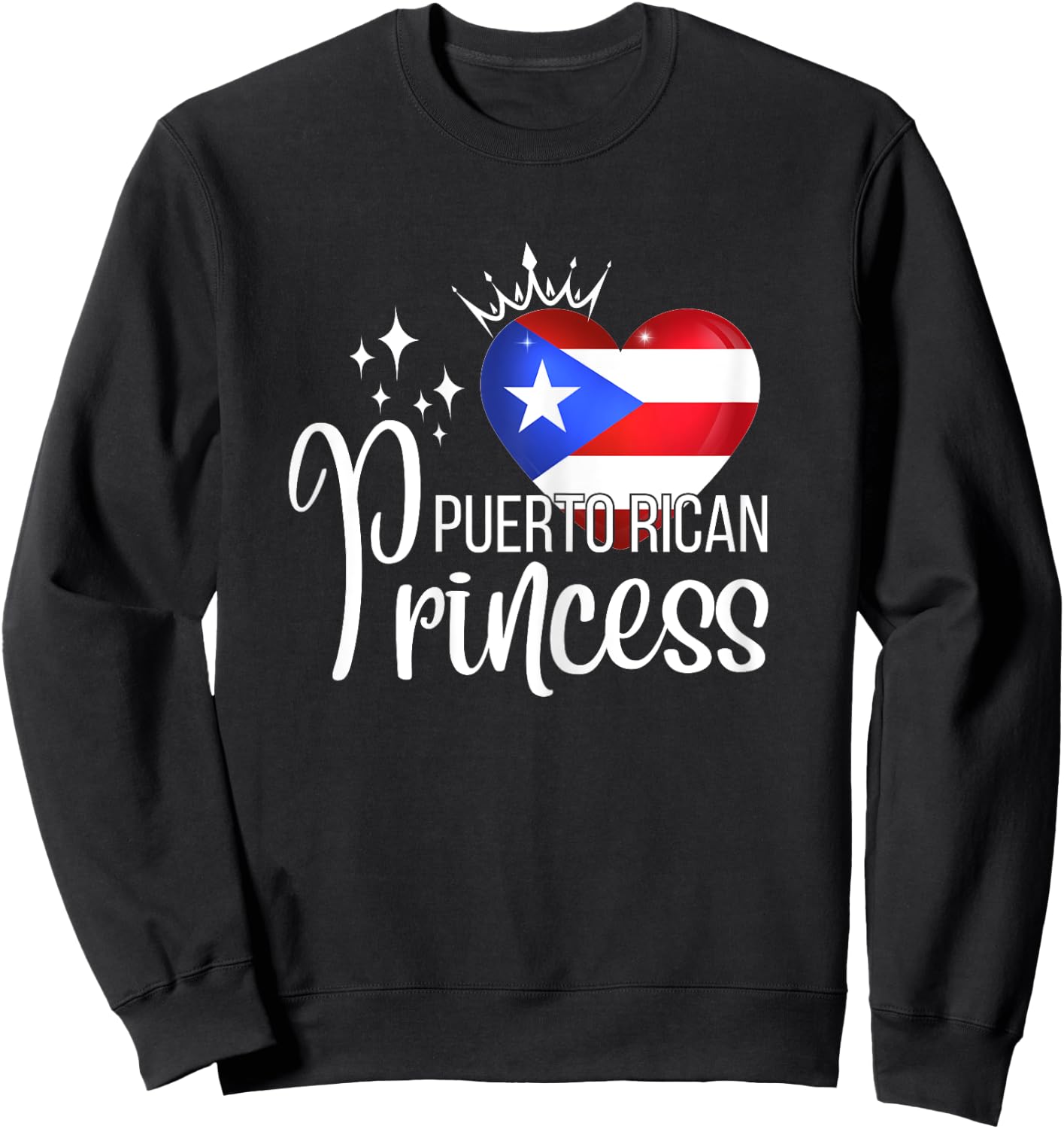 Boricua Flag Co Puerto Rican Princess , Female X-Small, Black Sweatshirt - Sweatshirt | Black