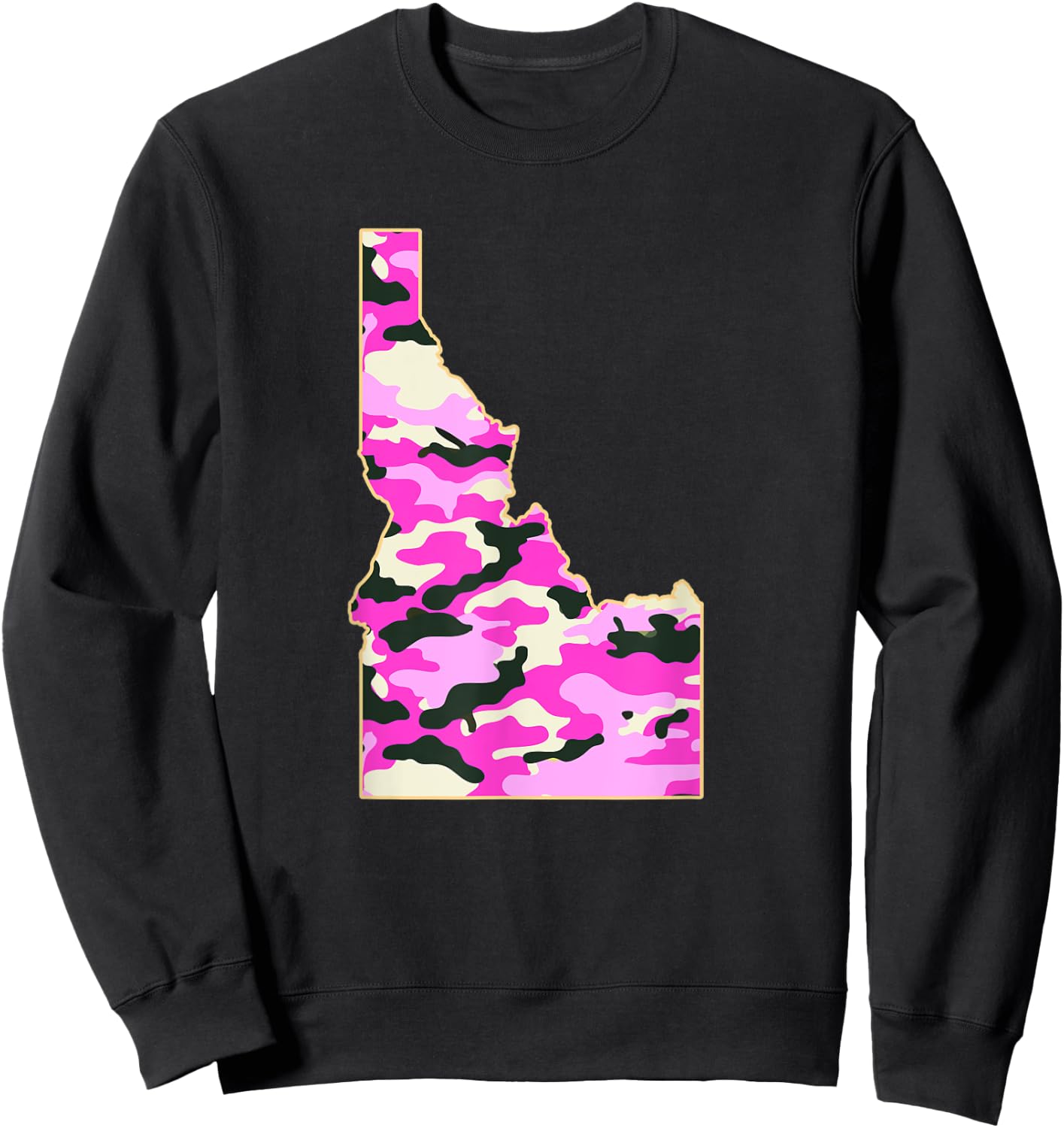 Camo pink IDAHO State Map - Camouflaged map of Idaho ID Sweatshirt - Sweatshirt | Black