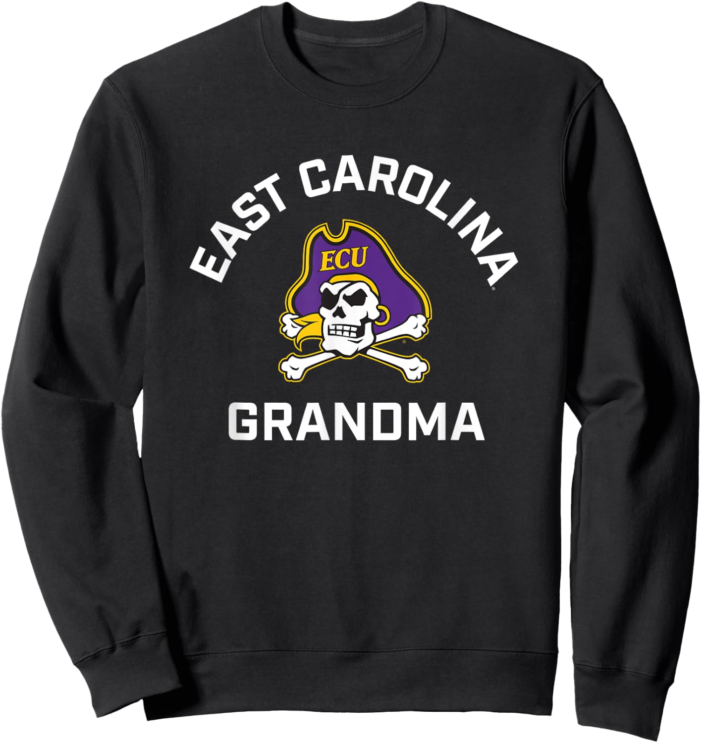 East Carolina University ECU Pirates Arched Grandma Sweatshirt - Sweatshirt | Black