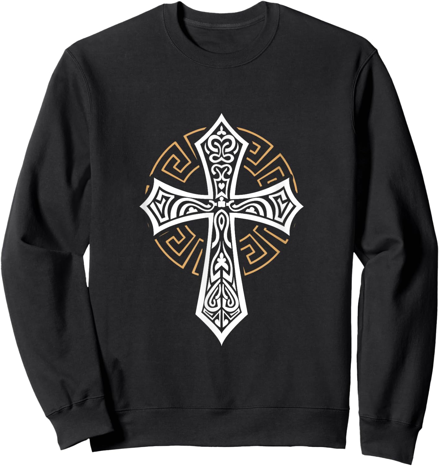 Tribal Cross Crucifix Religous Christian Catholic Sweatshirt - Sweatshirt | Black