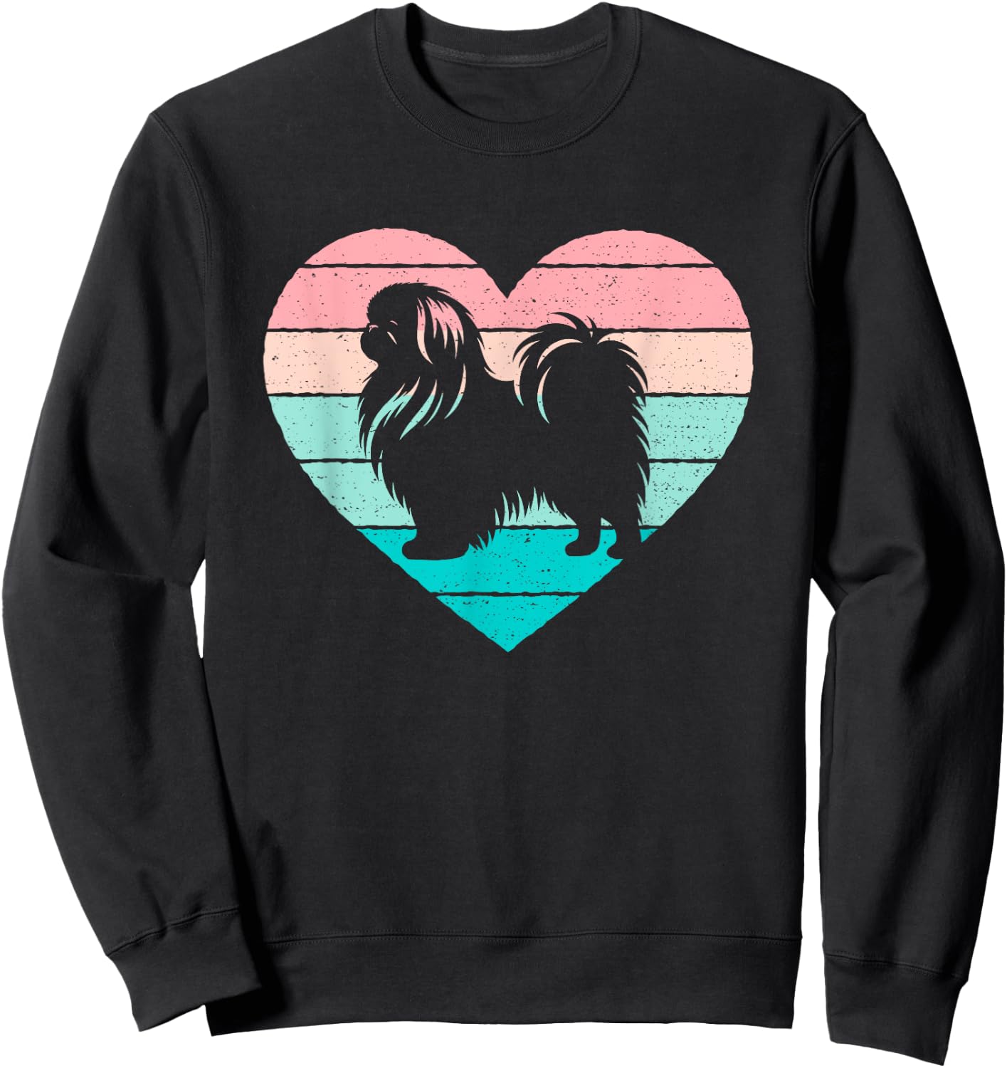 Pekingese Dog Lover Pastel Heart Sweatshirt - Sweatshirt | Black