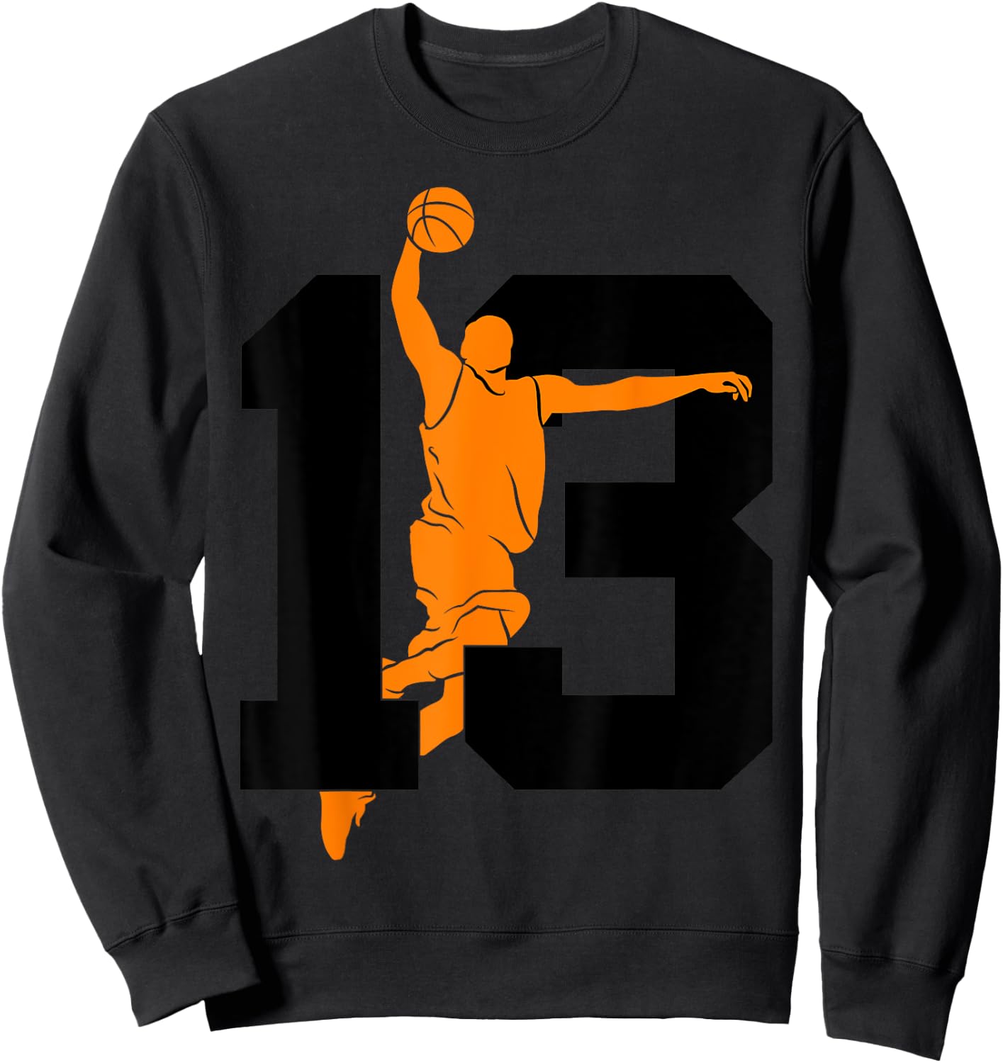 Number 13 Years Basketball 13th Birthday Sweatshirt - Sweatshirt | Black