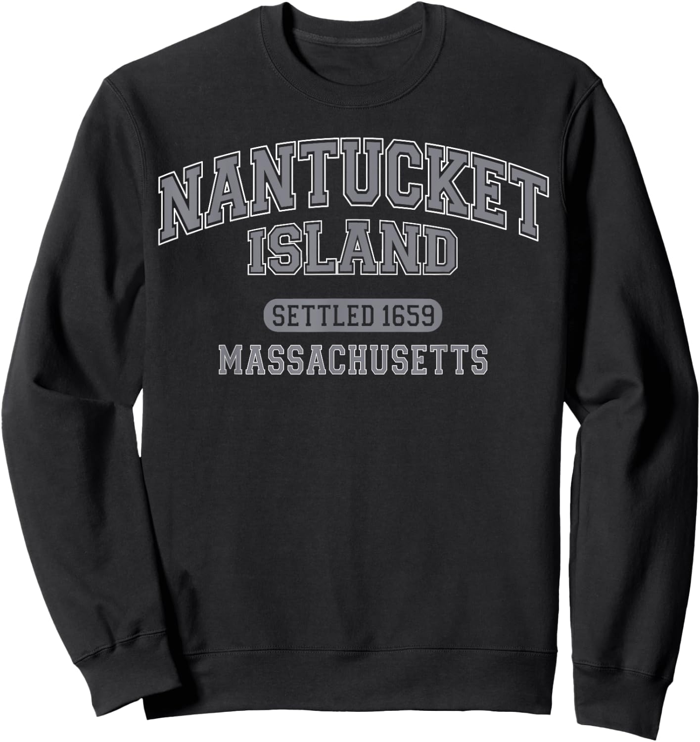 Nantucket Island Massachusetts Vintage Sports Grey Sweatshirt - Sweatshirt | Black