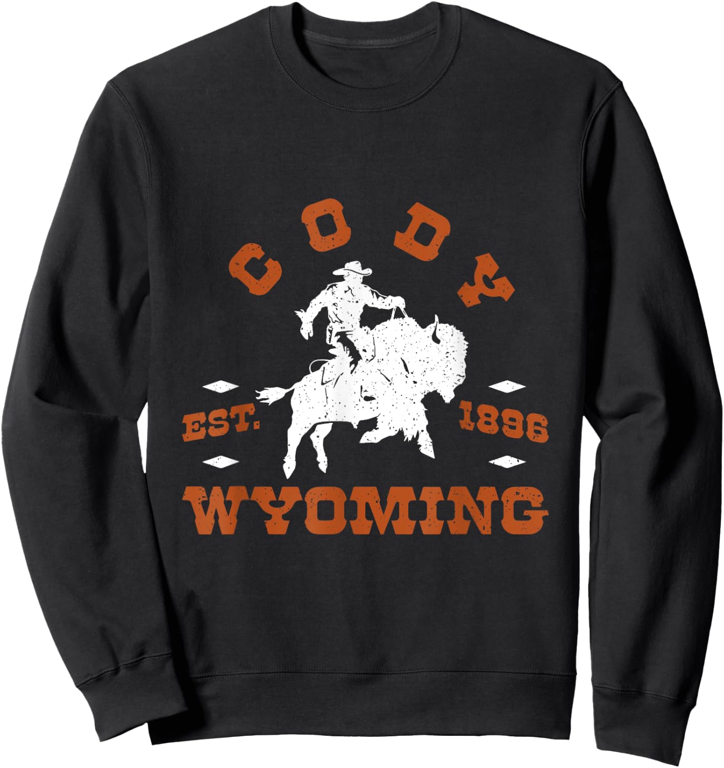 Vintage Retro Wyoming Cody Cowboy Riding Bison Sweatshirt - Sweatshirt | Black