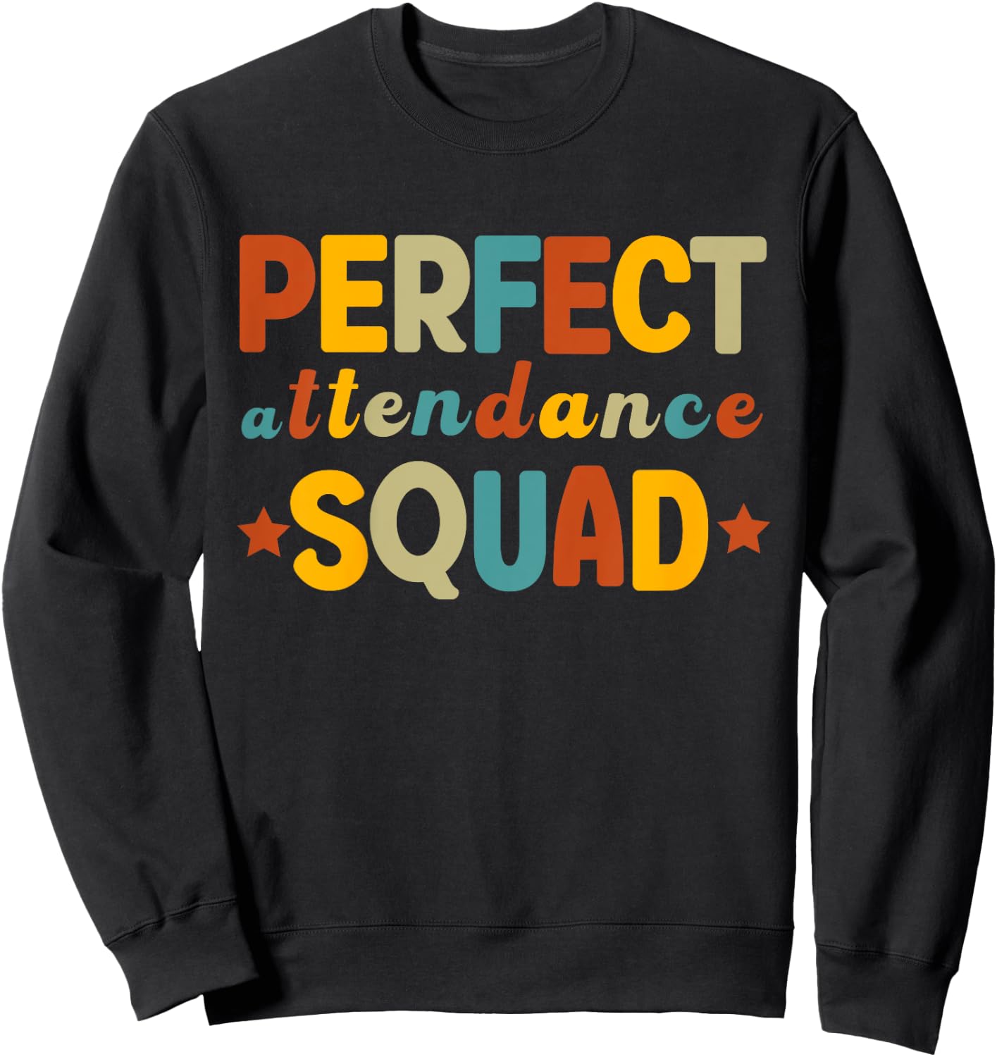 Kids Retro Perfect Attendance Squad 70s Boys Girls School Year Sweatshirt - Sweatshirt | Black