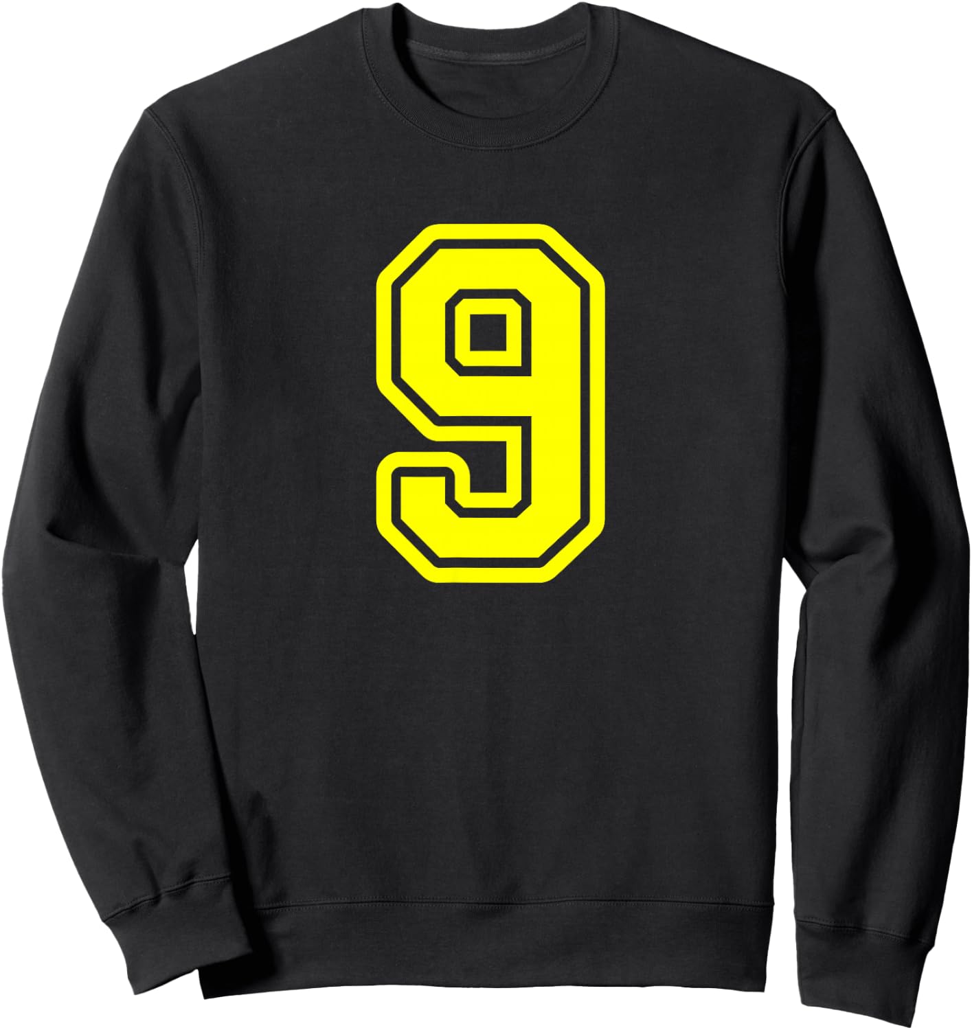 Yellow Sport Team Number #9 Sweatshirt - Sweatshirt | Black