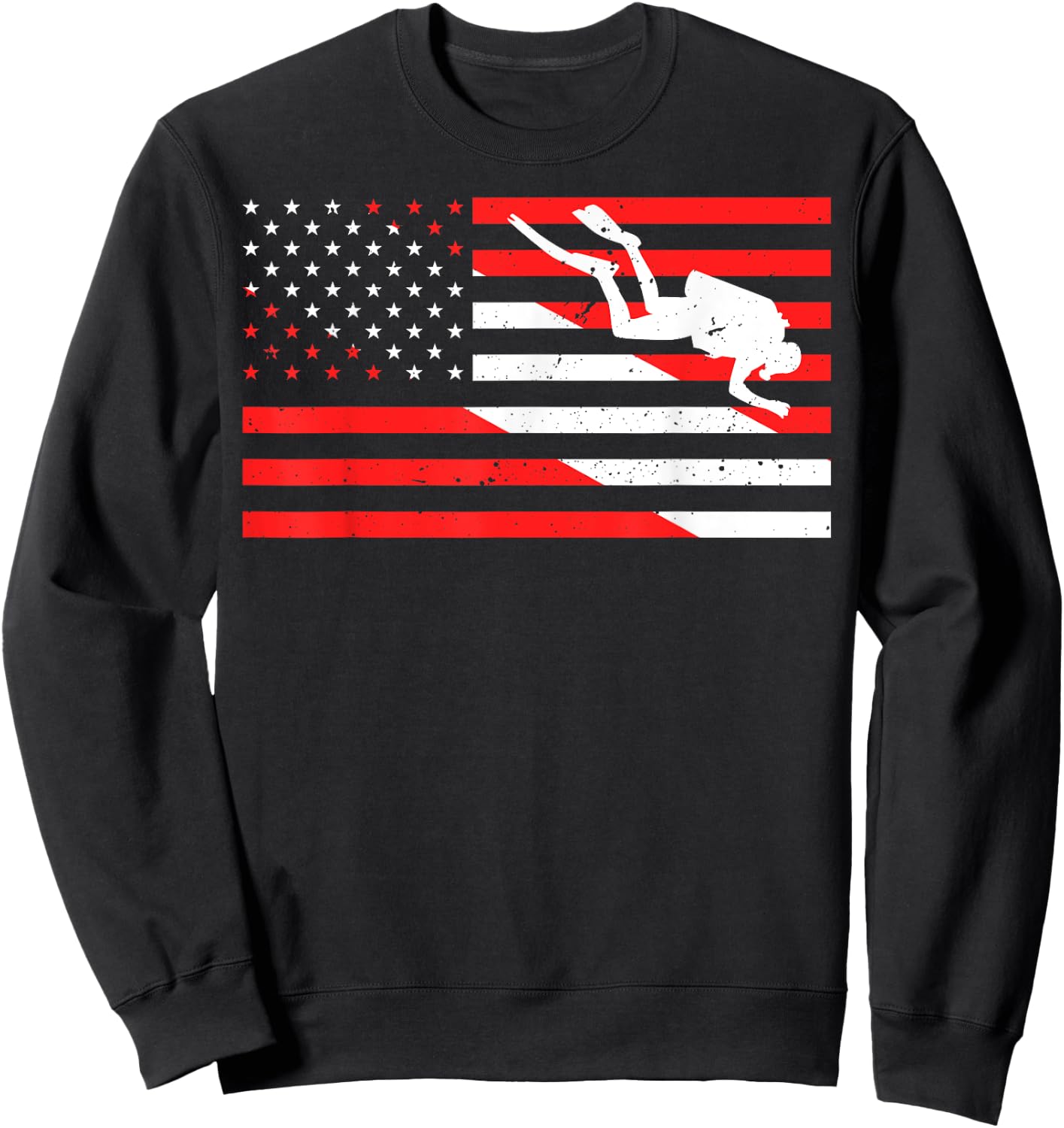 Funny Scuba Diving Design Scuba Dive US Flag Scuba Diver Sweatshirt - Sweatshirt | Black