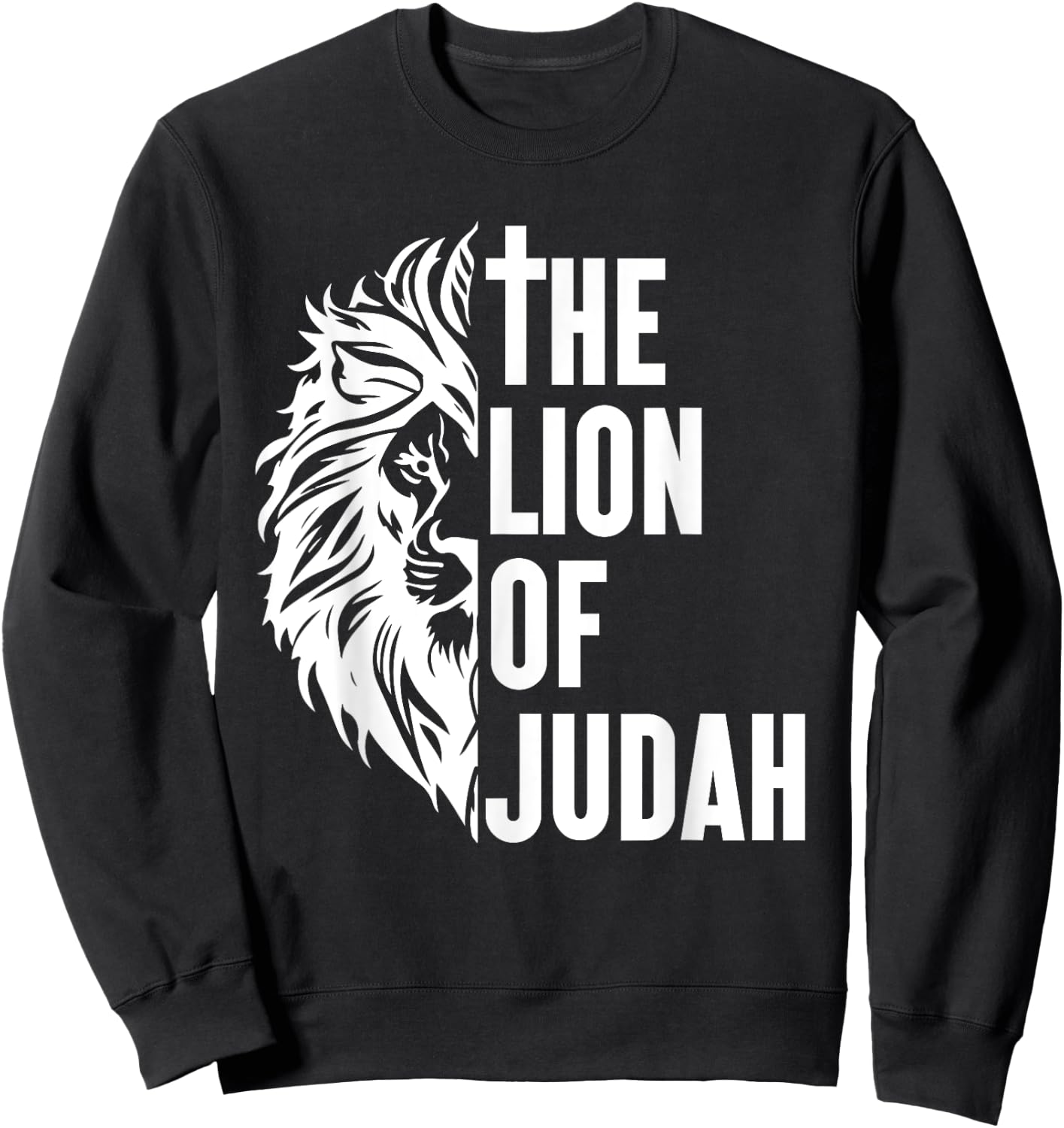 Christian Bible Verse Lion Of Judah Jesus God Sweatshirt - Sweatshirt | Black