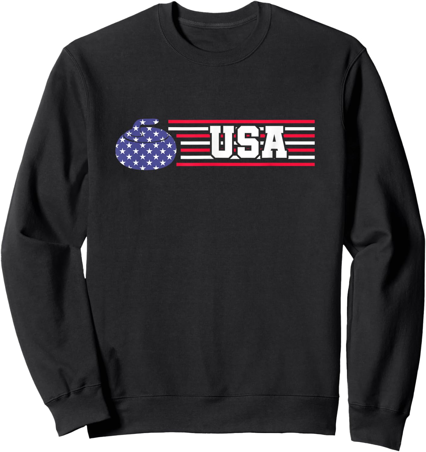 Curling Stone USA Team Players American Flag Sweatshirt - Sweatshirt | Black