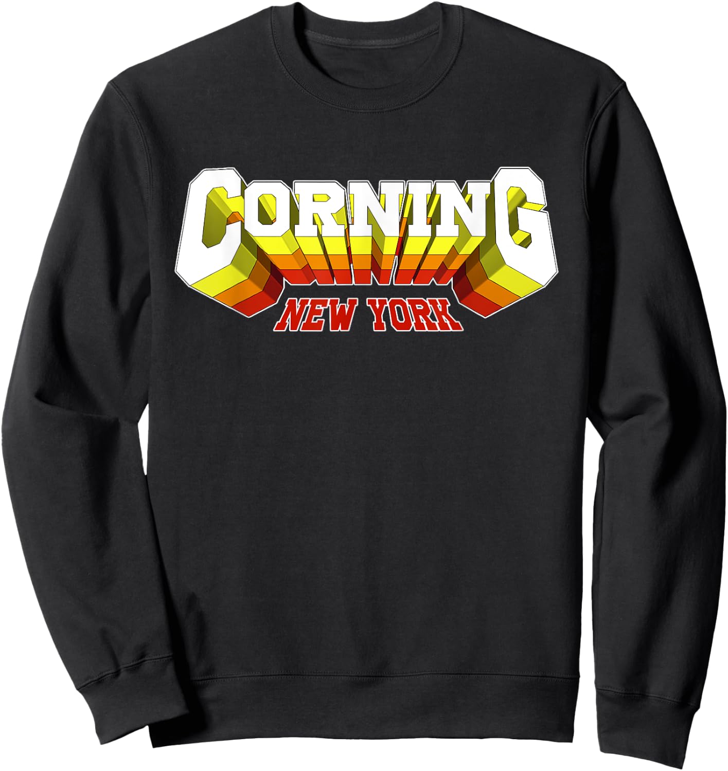 Retro Corning City NY New York Sweatshirt - Sweatshirt | Black