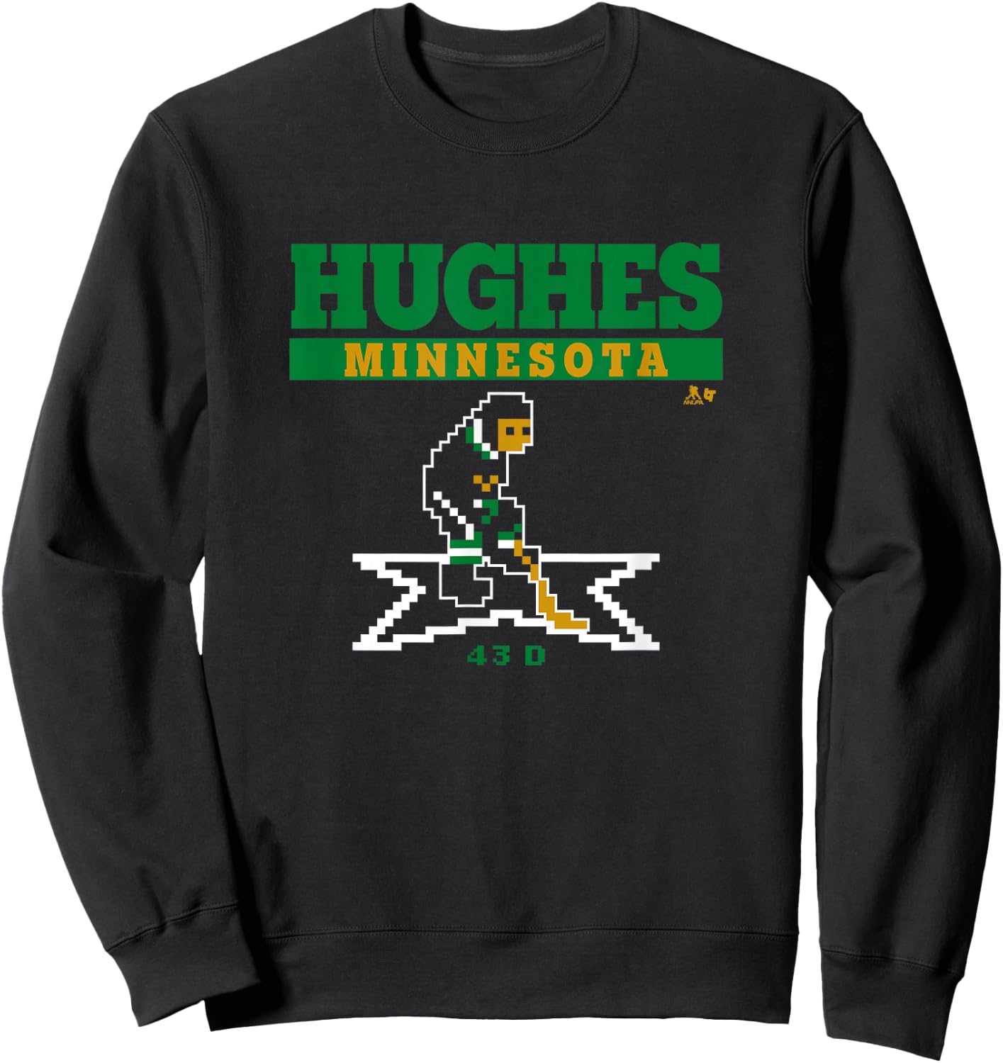 Quinn Hughes - Retro Hockey - Minnesota Hockey Sweatshirt - Sweatshirt | Black