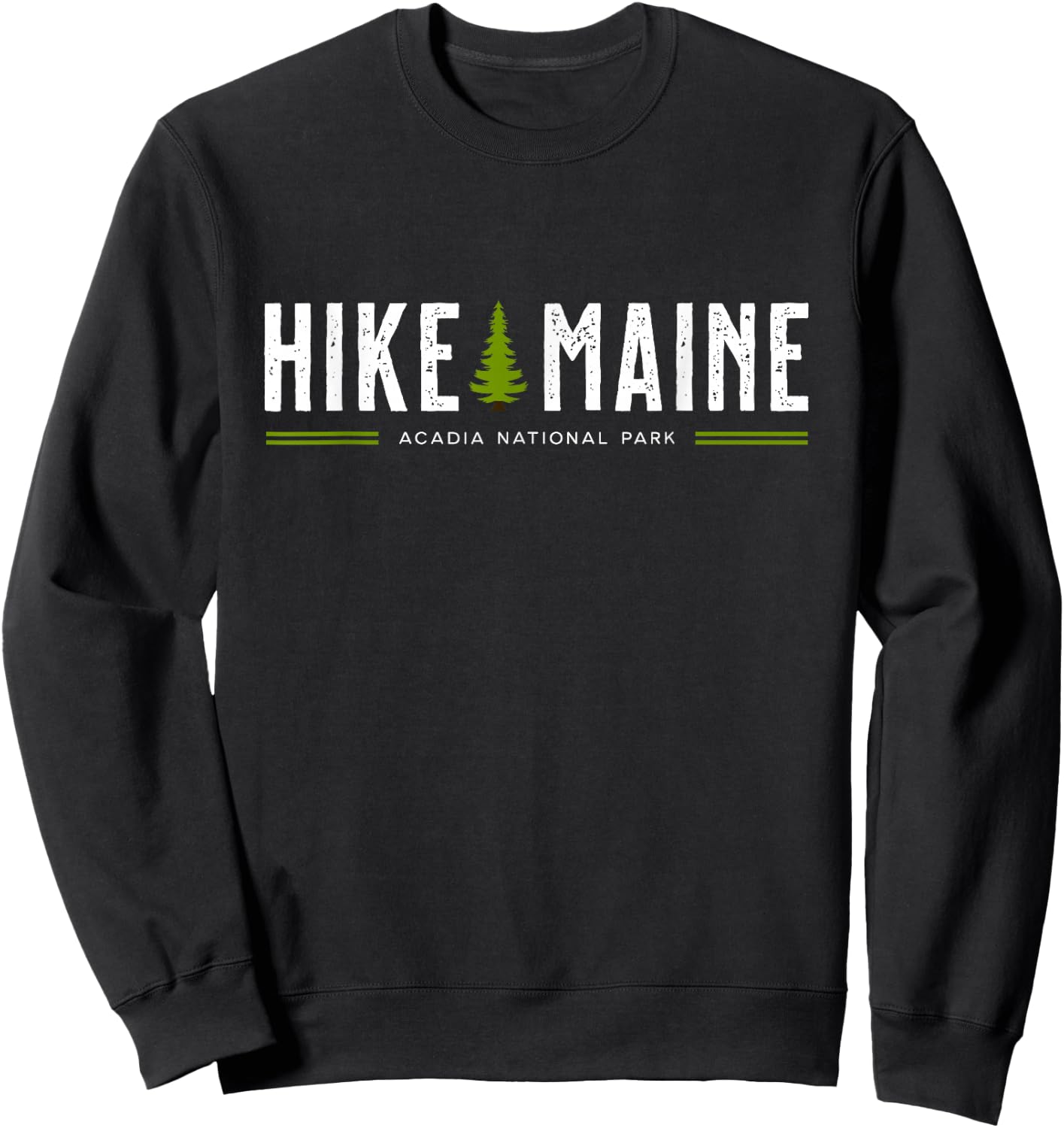 Maine Acadia National Park Hike Tree Retro Graphic Sweatshirt - Sweatshirt | Black