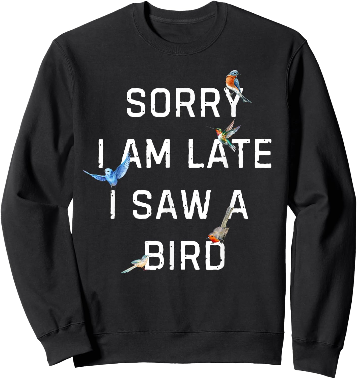 Sorry I Am Late I Saw a Bird Funny Birdwatching Sweatshirt - Sweatshirt | Black
