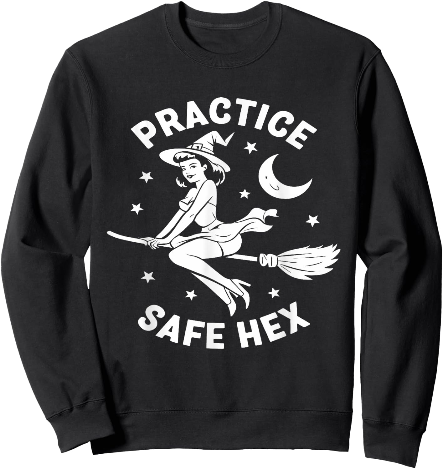 Practice Safe Hex Occult Educational Witch Parents Halloween Sweatshirt - Sweatshirt | Black