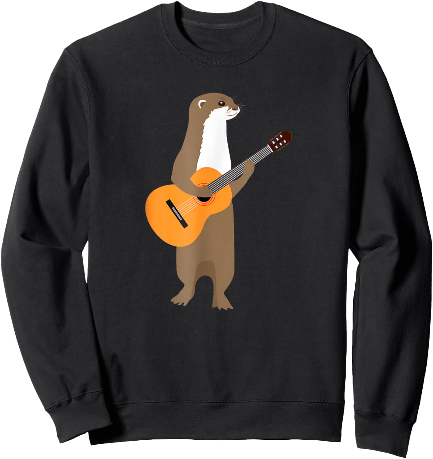 Guitar Otter Animal Musical Funny Cute Otter Band Sweatshirt - Sweatshirt | Black