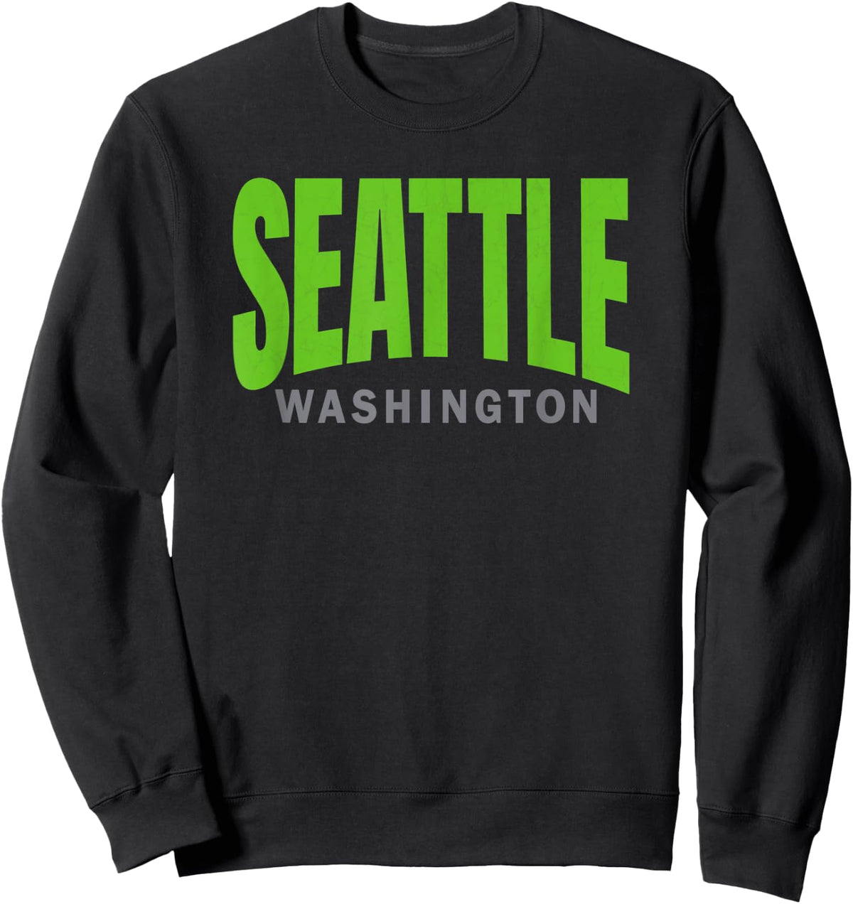 Bright-Green Seattle Arc Cuved Seattle Lime-Green Classic Sweatshirt - Sweatshirt | Black
