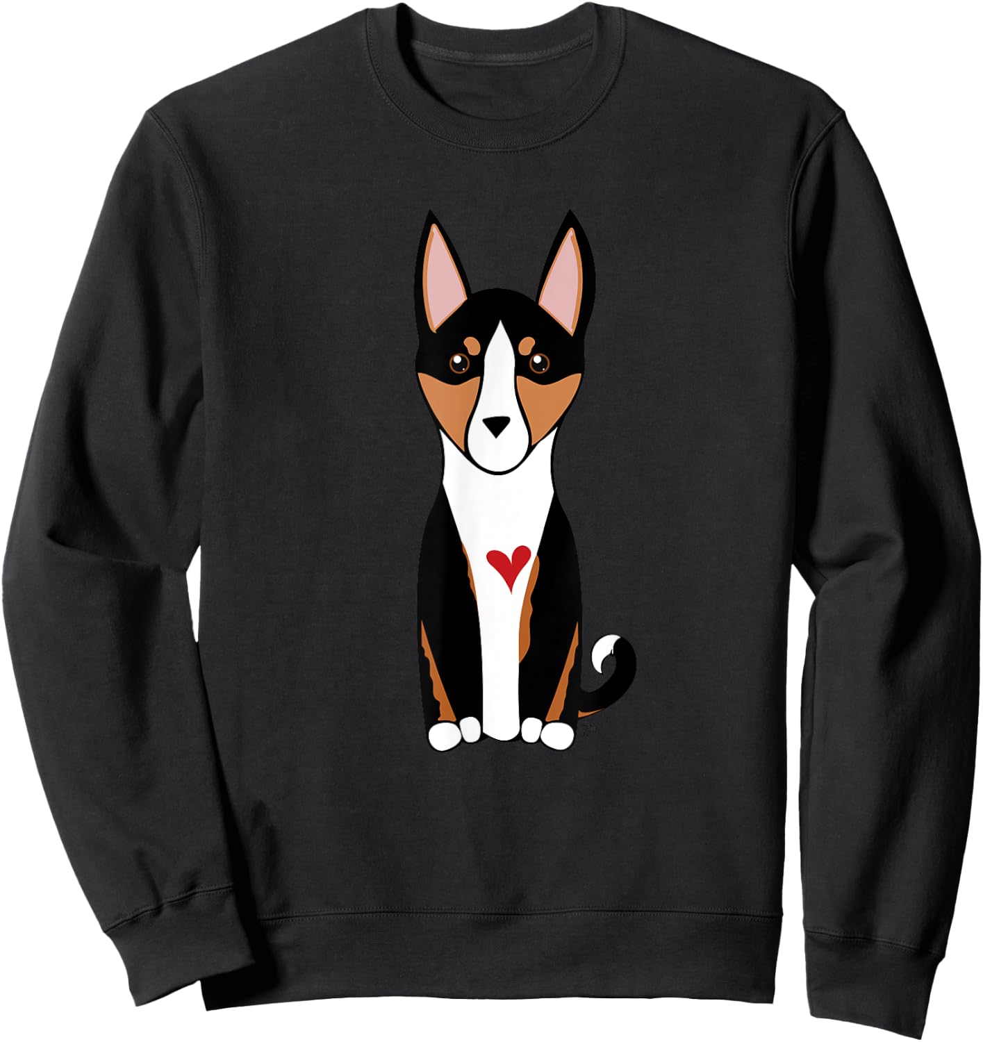 Tricolor Basenji Dog - Hound Breed - with a red heart Sweatshirt - Sweatshirt | Black