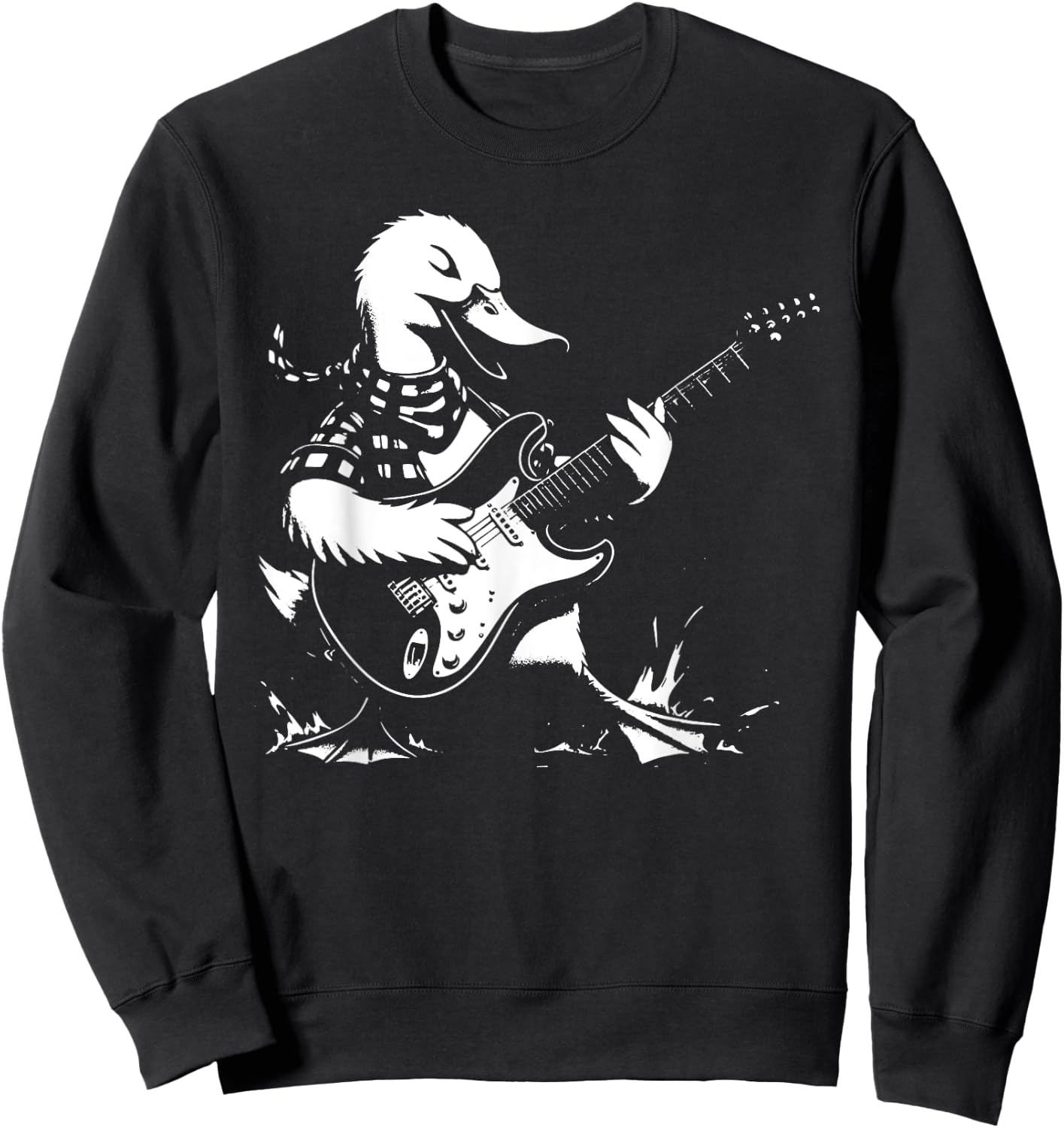 Duck Playing Bass Guitar Shirt Animal Playing Guitar Sweatshirt - Sweatshirt | Black