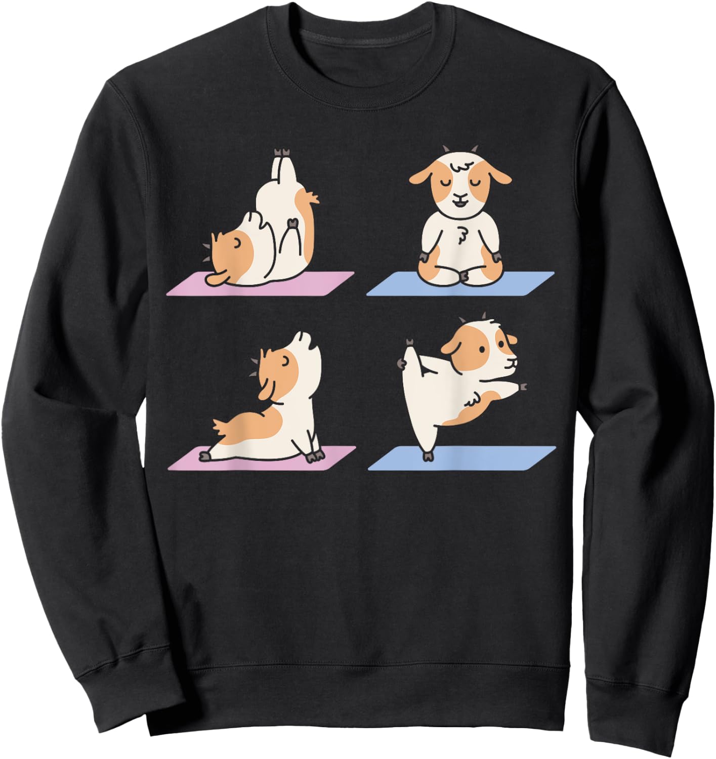 Goat Cute Yoga Animal Poses Yogi Goat Yoga Sweatshirt - Sweatshirt | Black