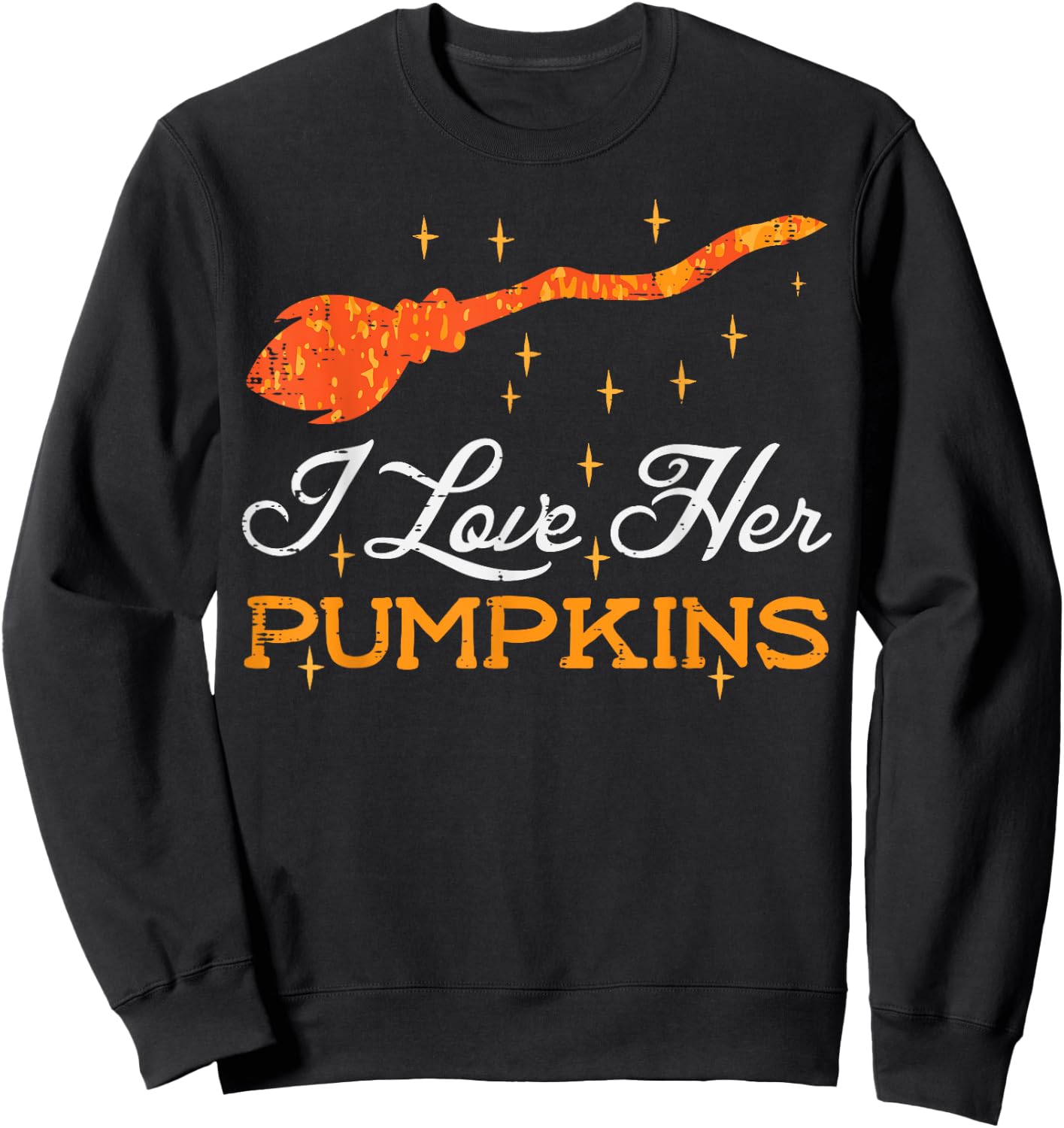 Halloween I Love Her Pumpkins Matching Couple Costume Men Sweatshirt - Sweatshirt | Black