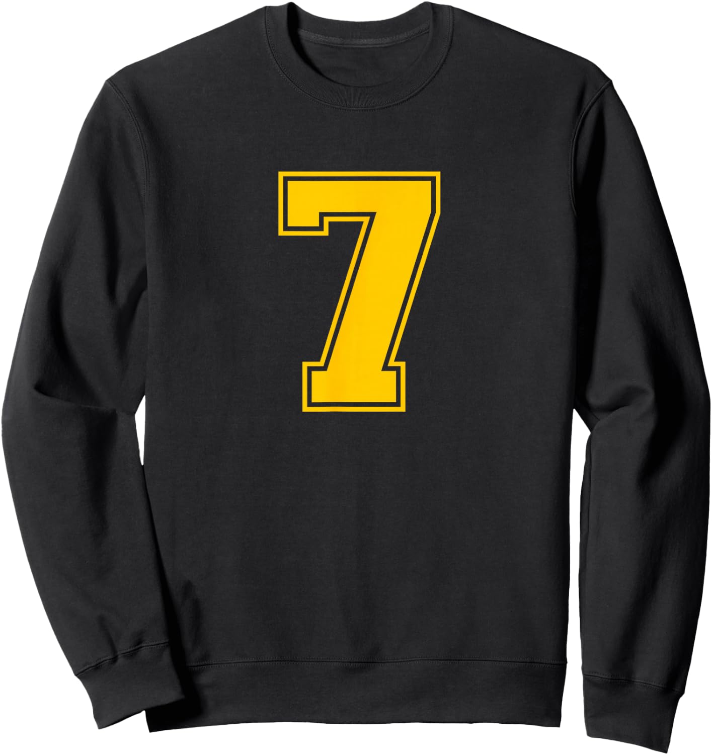 Yellow Sports Team Number #7 Sweatshirt - Sweatshirt | Black